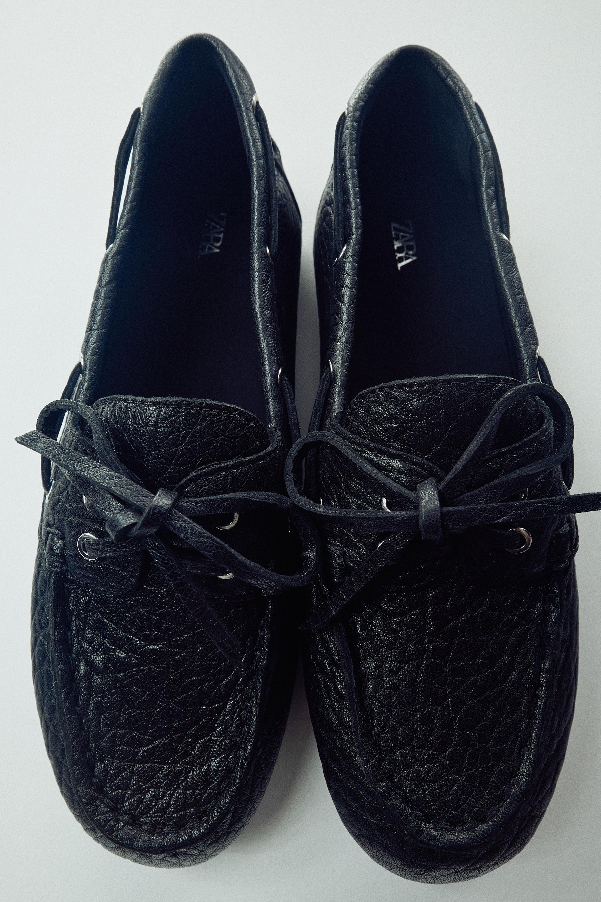 LEATHER BOAT SHOES by ZARA