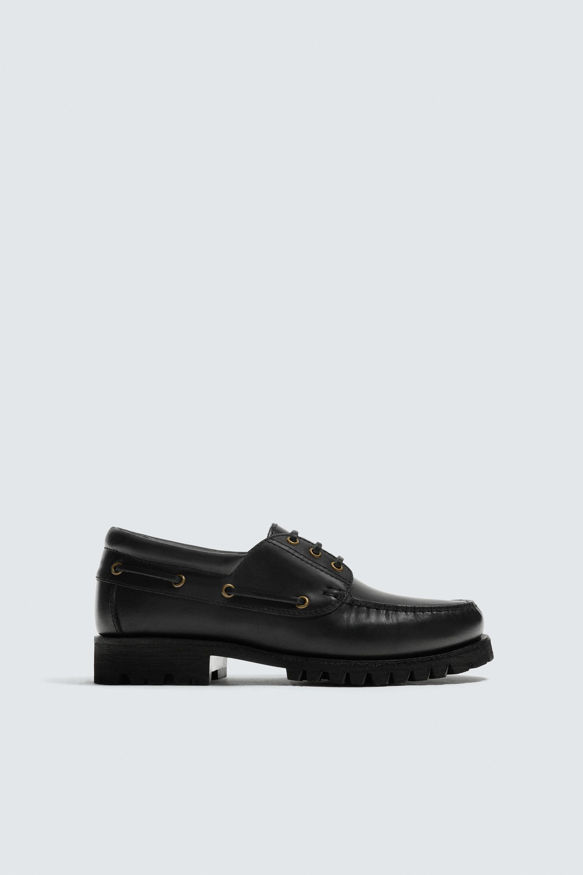 LEATHER BOAT SHOES by ZARA