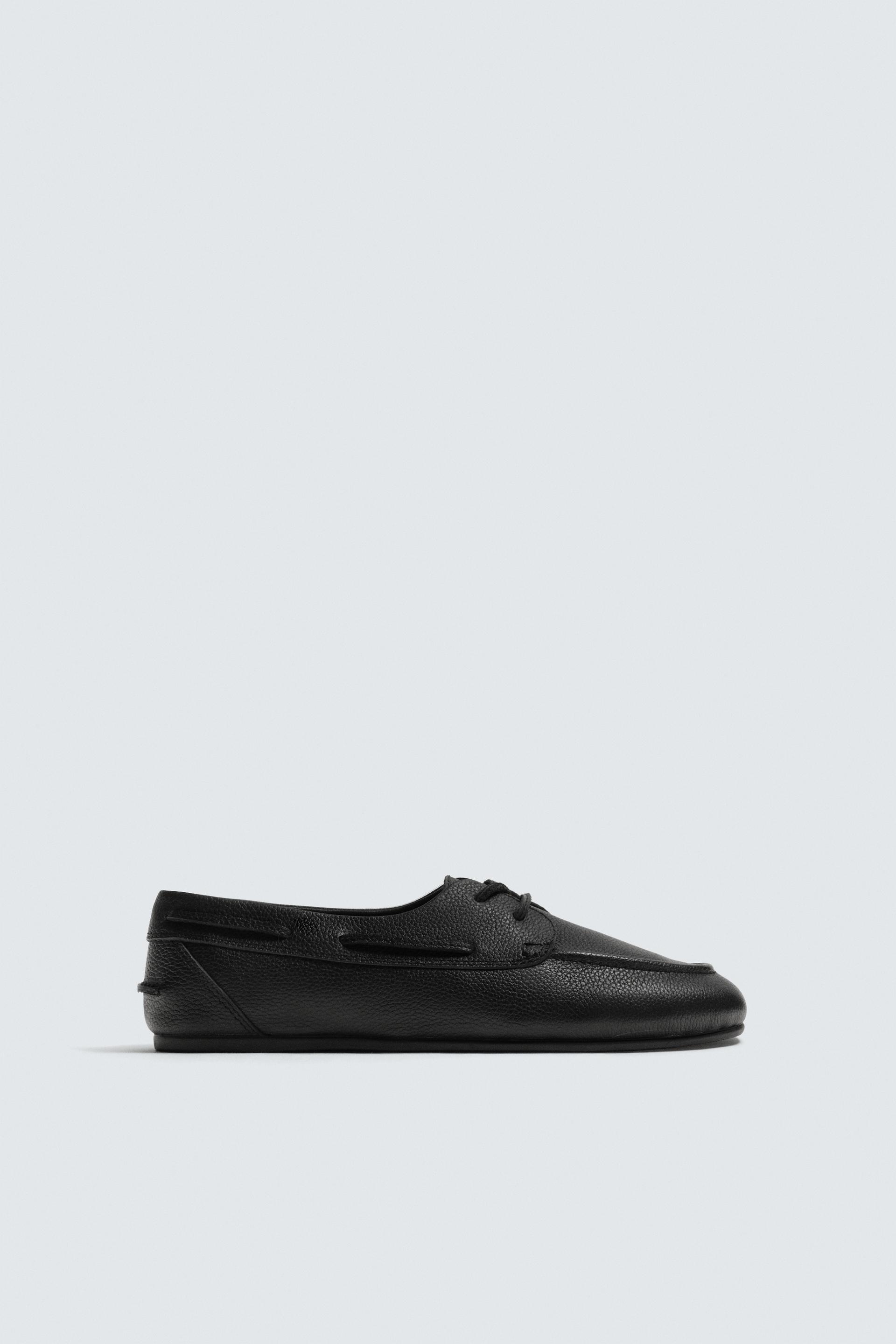 LEATHER BOAT SHOES by ZARA