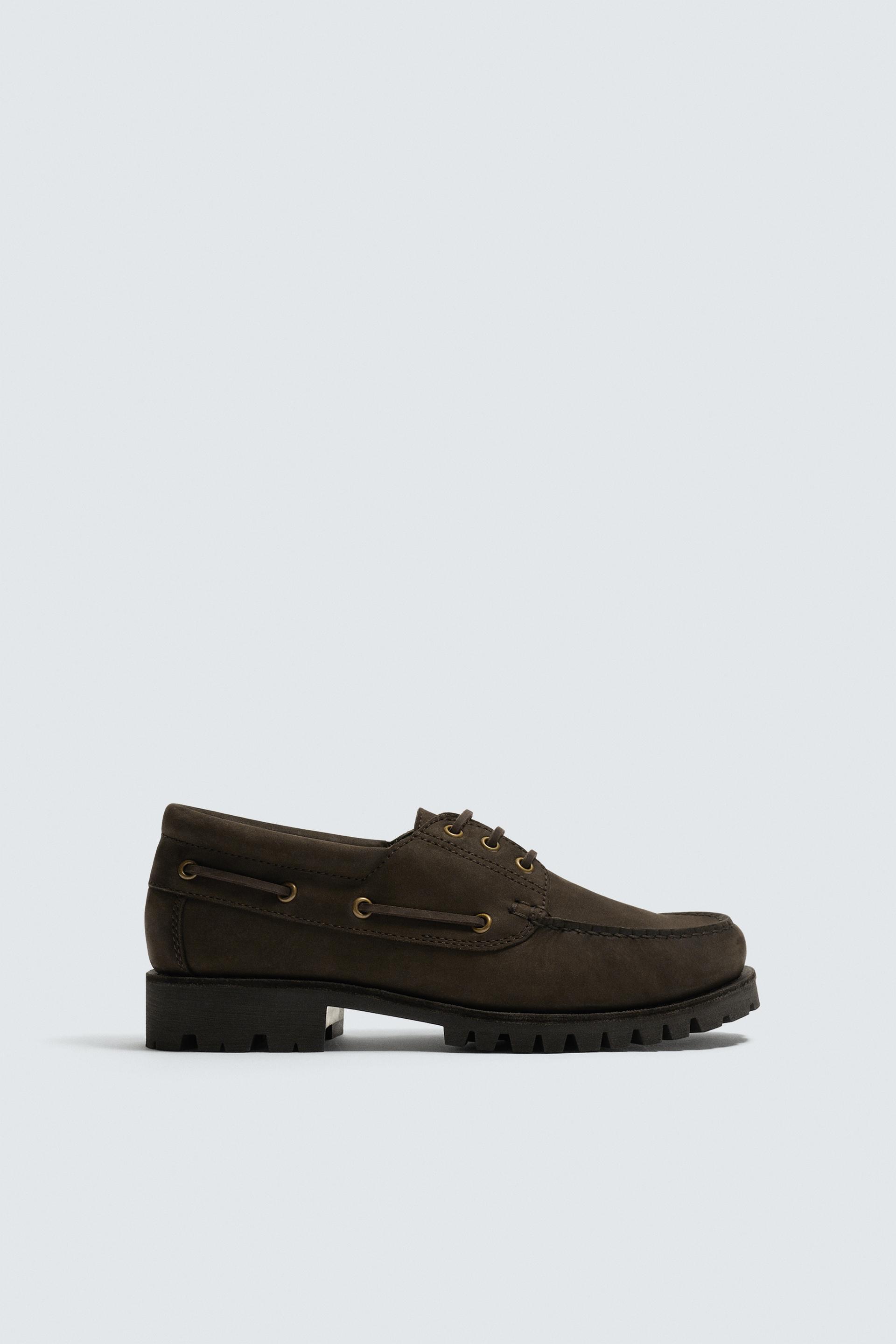 LEATHER BOAT SHOES by ZARA