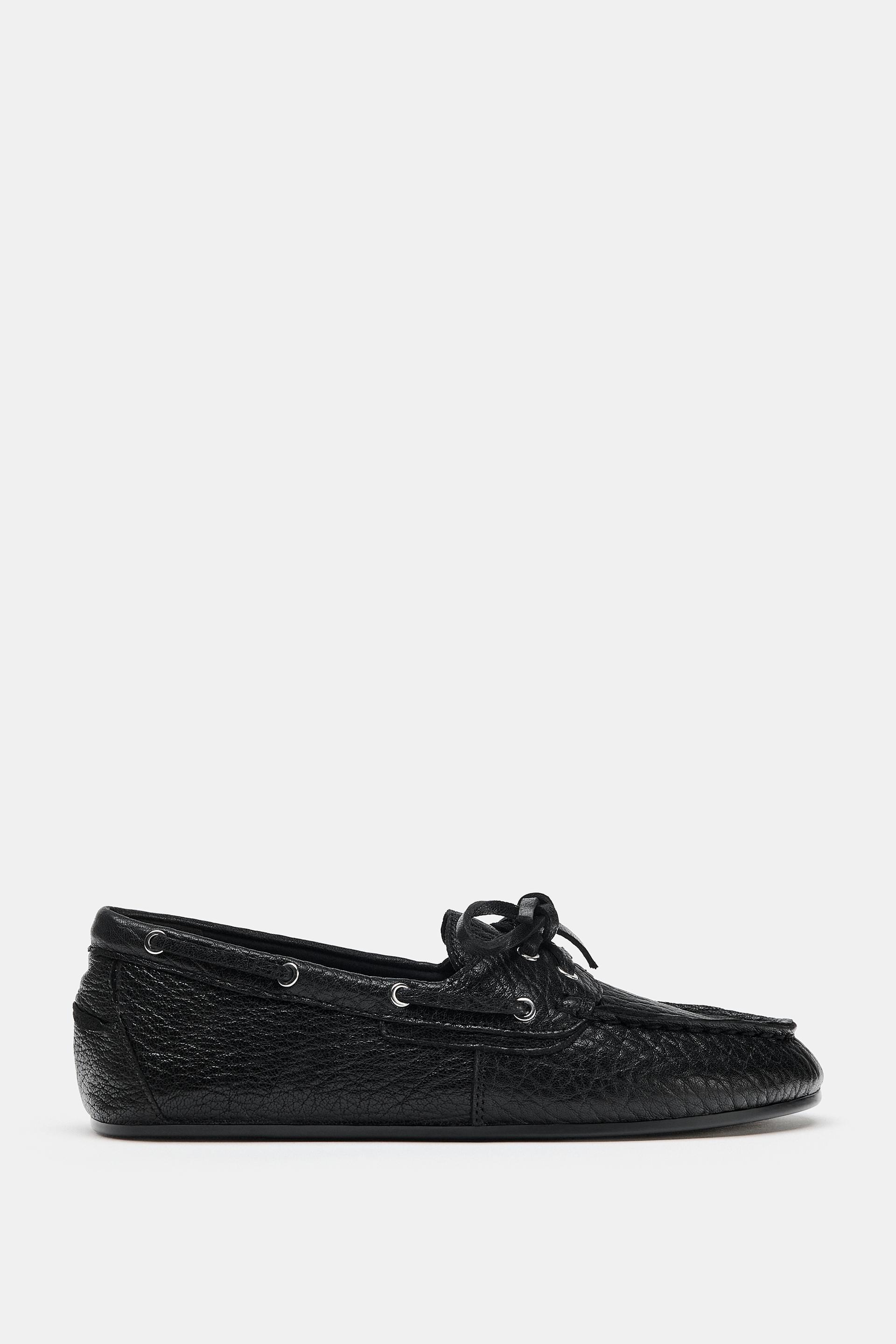 LEATHER BOAT SHOES by ZARA