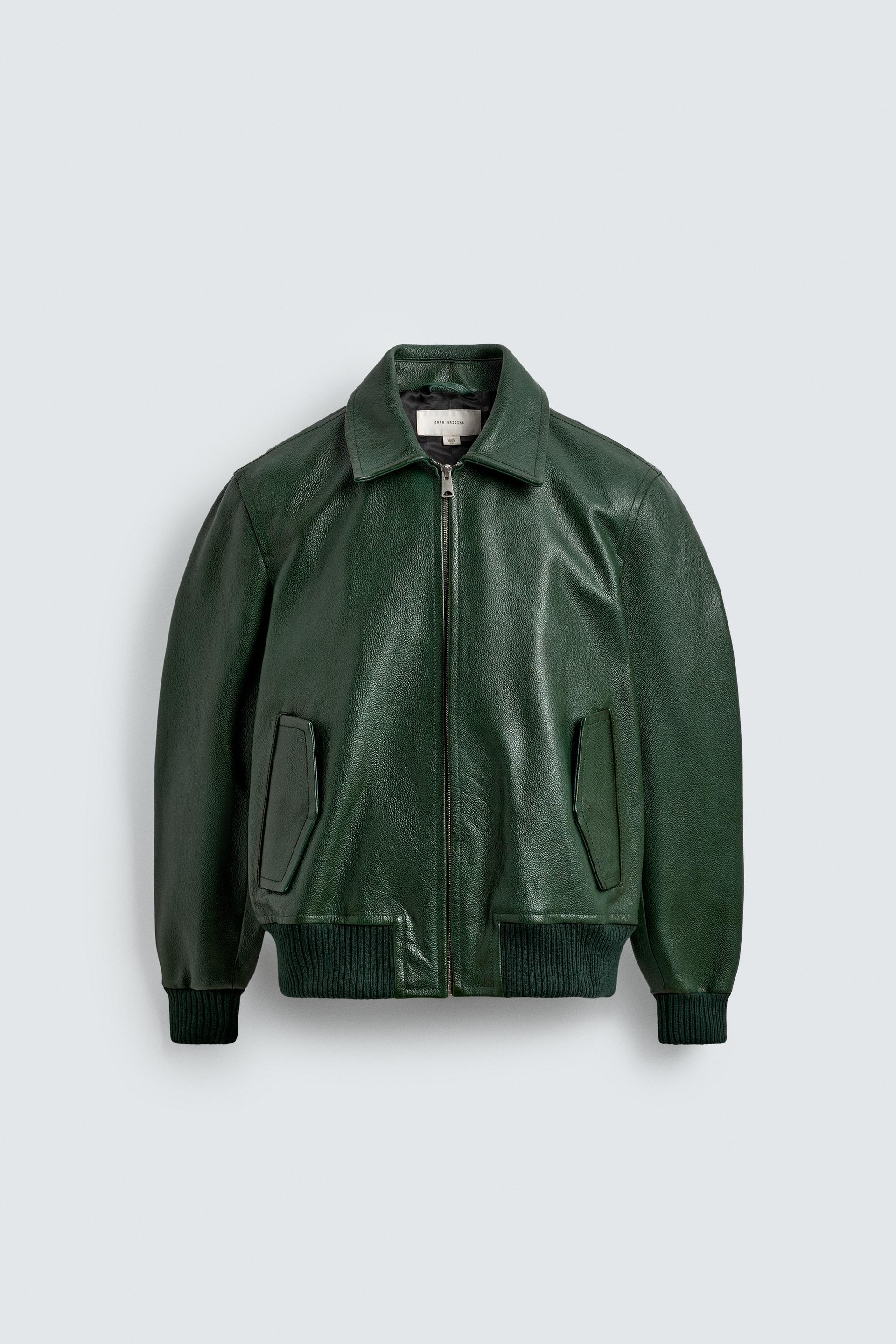 LEATHER BOMBER JACKET by ZARA