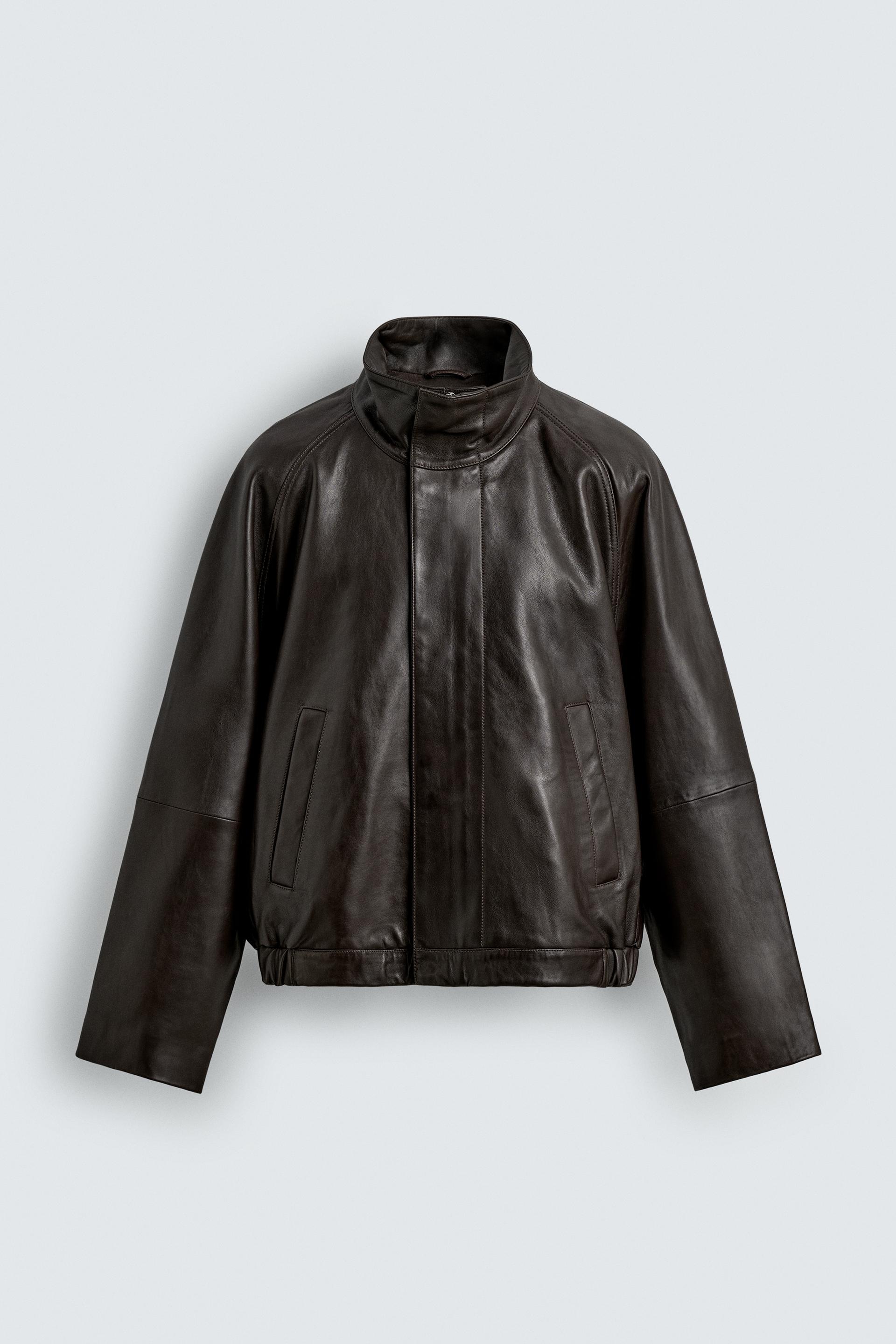 LEATHER BOMBER JACKET by ZARA