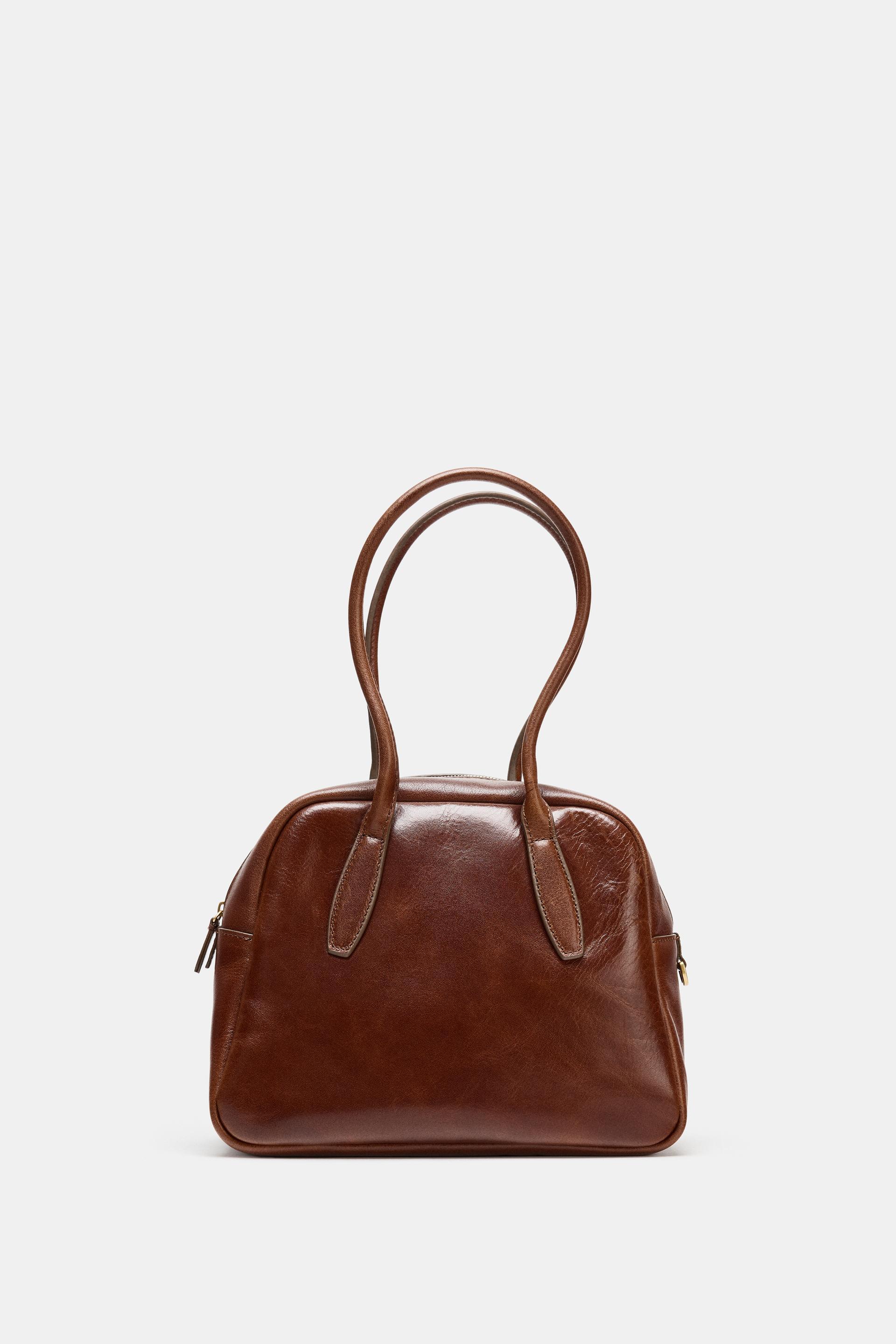 LEATHER BOWLING BAG by ZARA