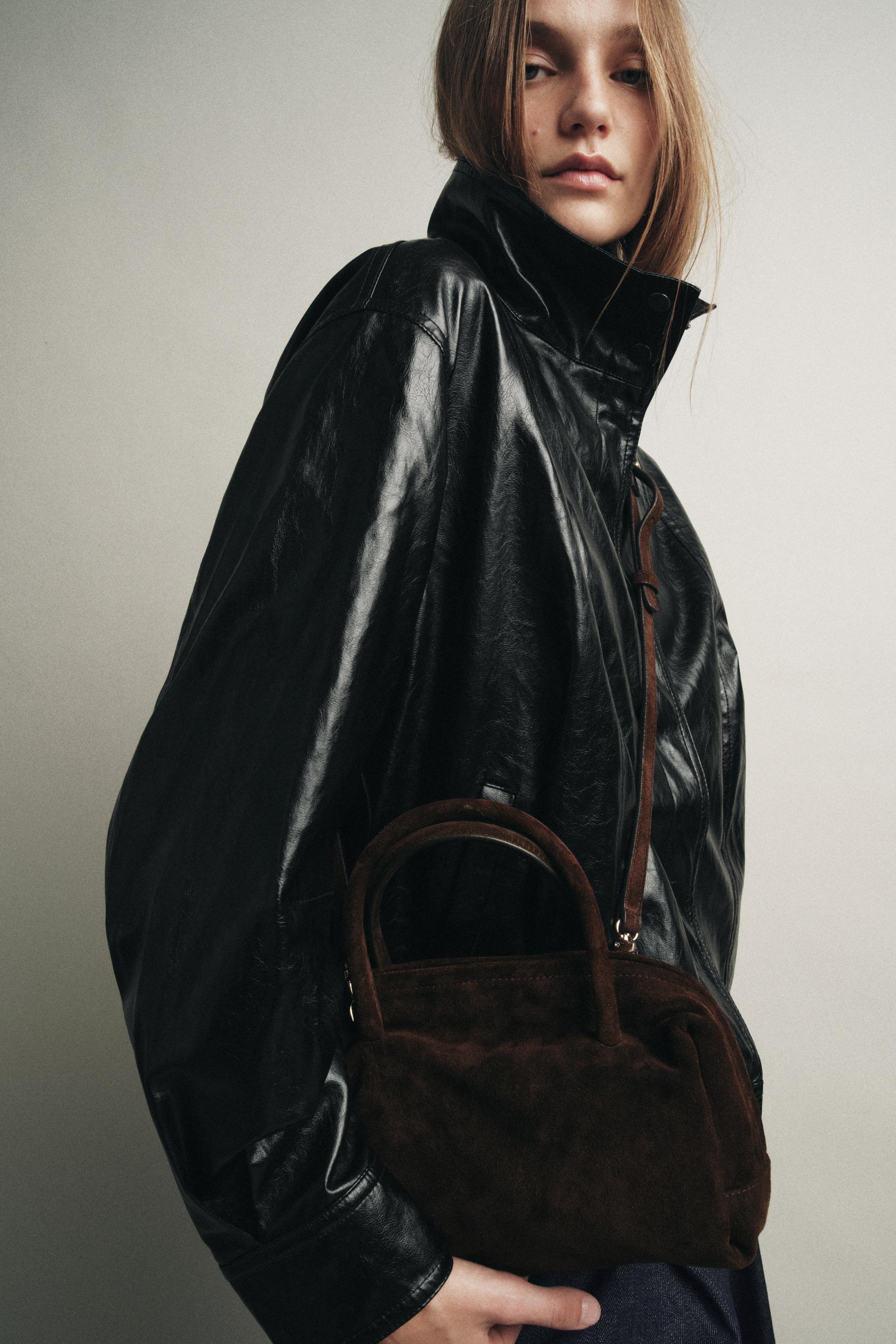 LEATHER BOWLING BAG by ZARA