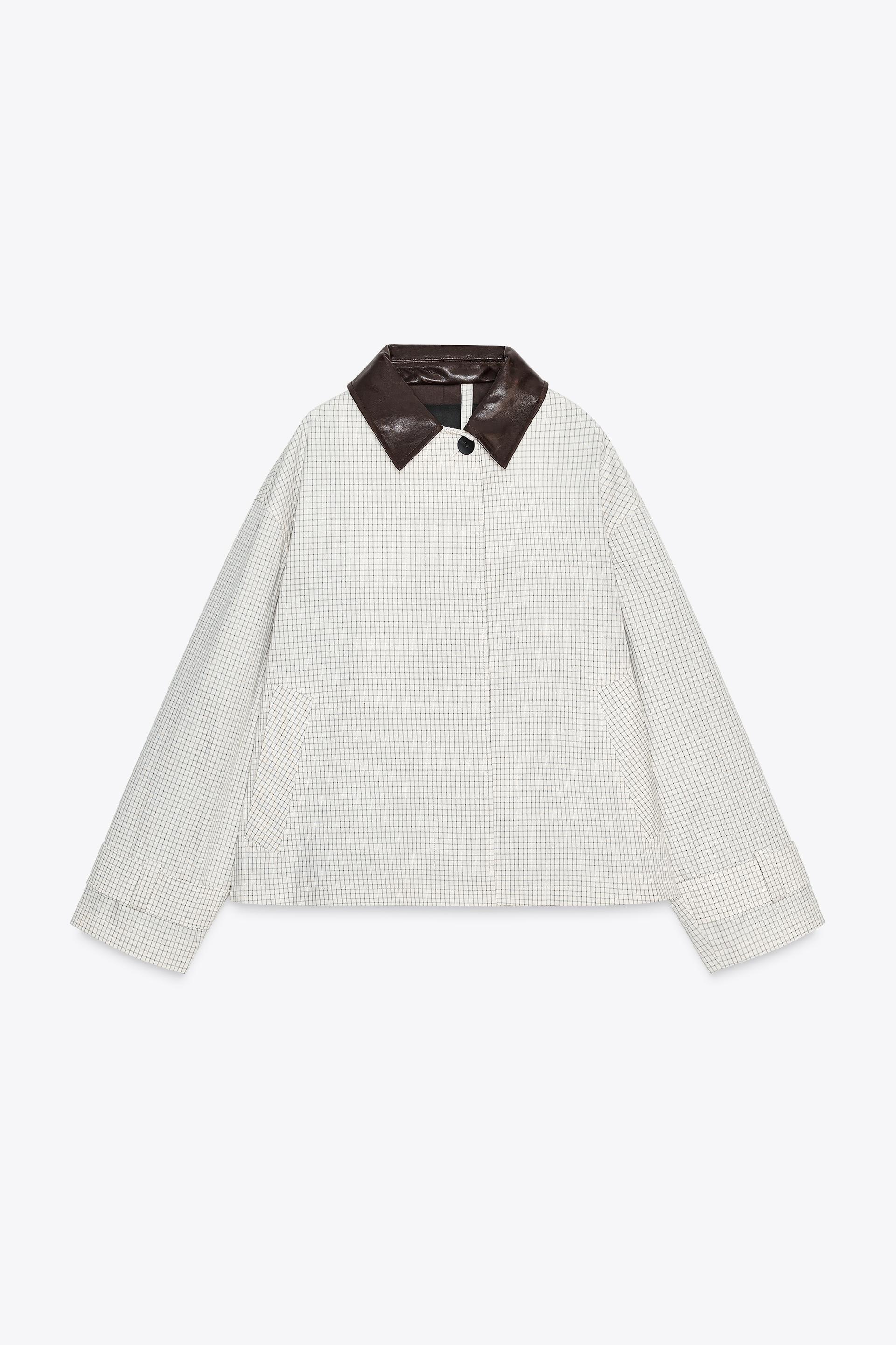 LEATHER COLLAR SHORT TRENCH COAT ZW COLLECTION by ZARA LEATHER COLLAR SHORT TRENCH COAT ZW COLLECTION by ZARA