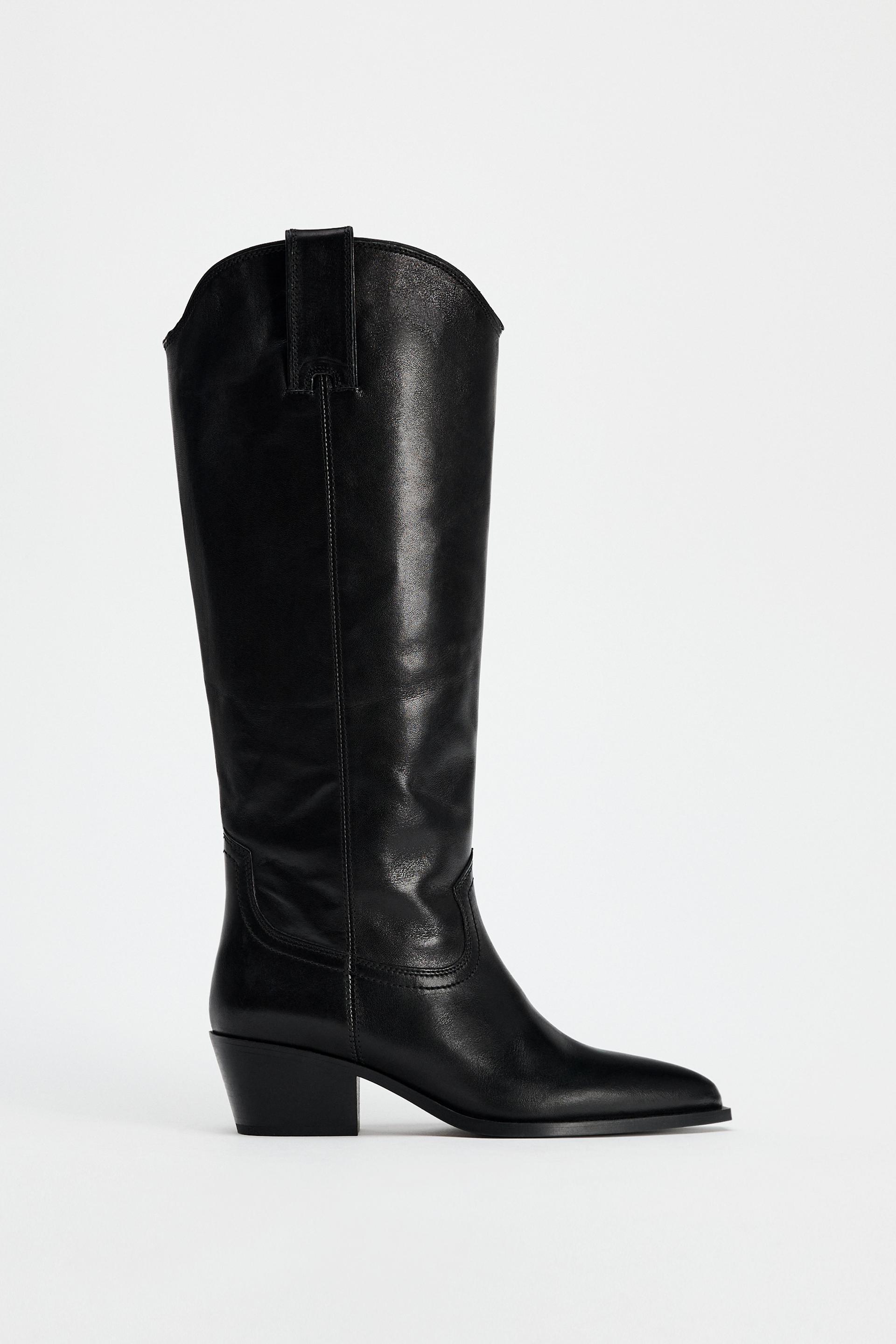 LEATHER COWBOY BOOTS by ZARA