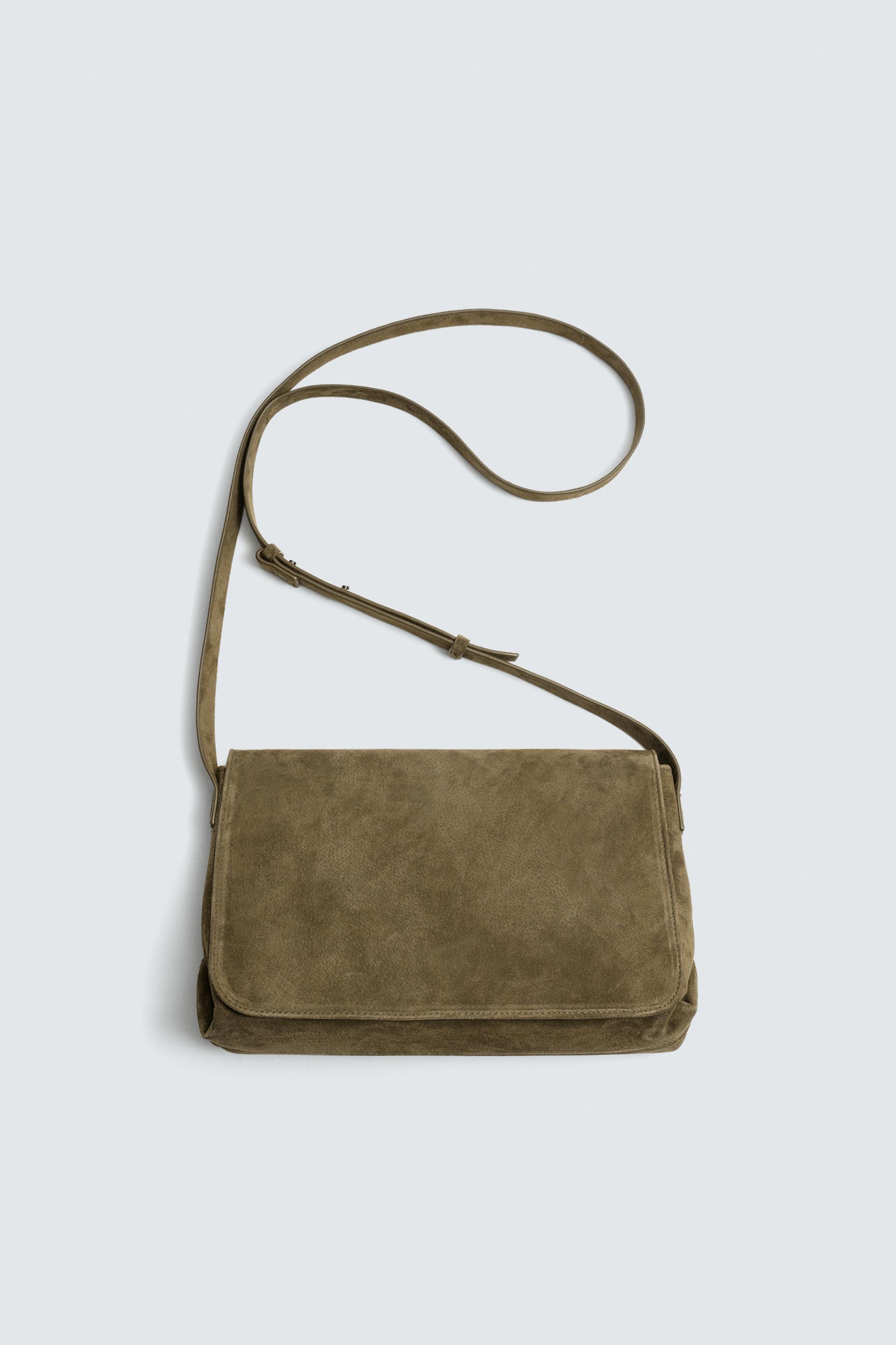 LEATHER CROSSBODY BAG by ZARA