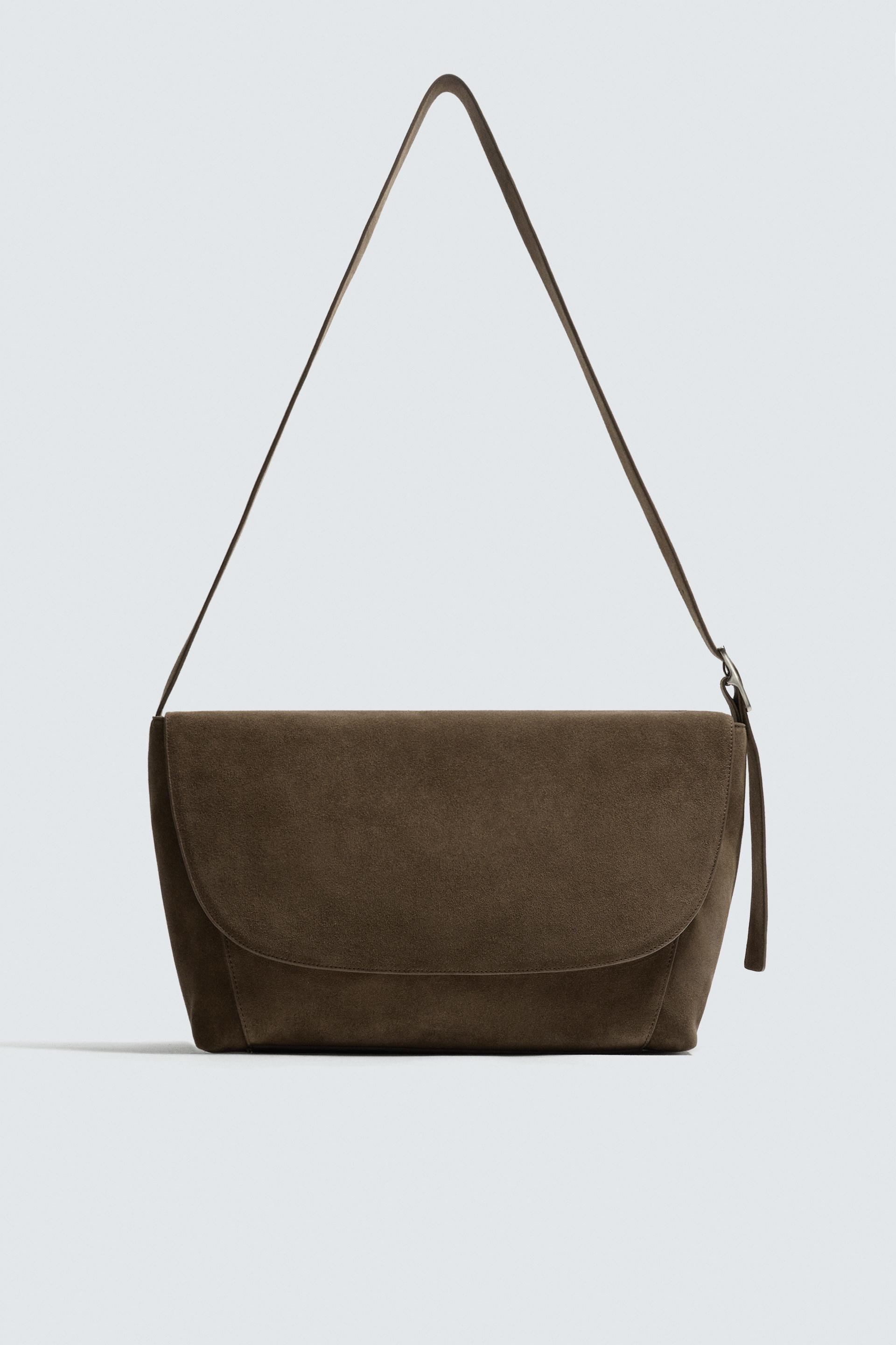 LEATHER CROSSBODY BAG by ZARA