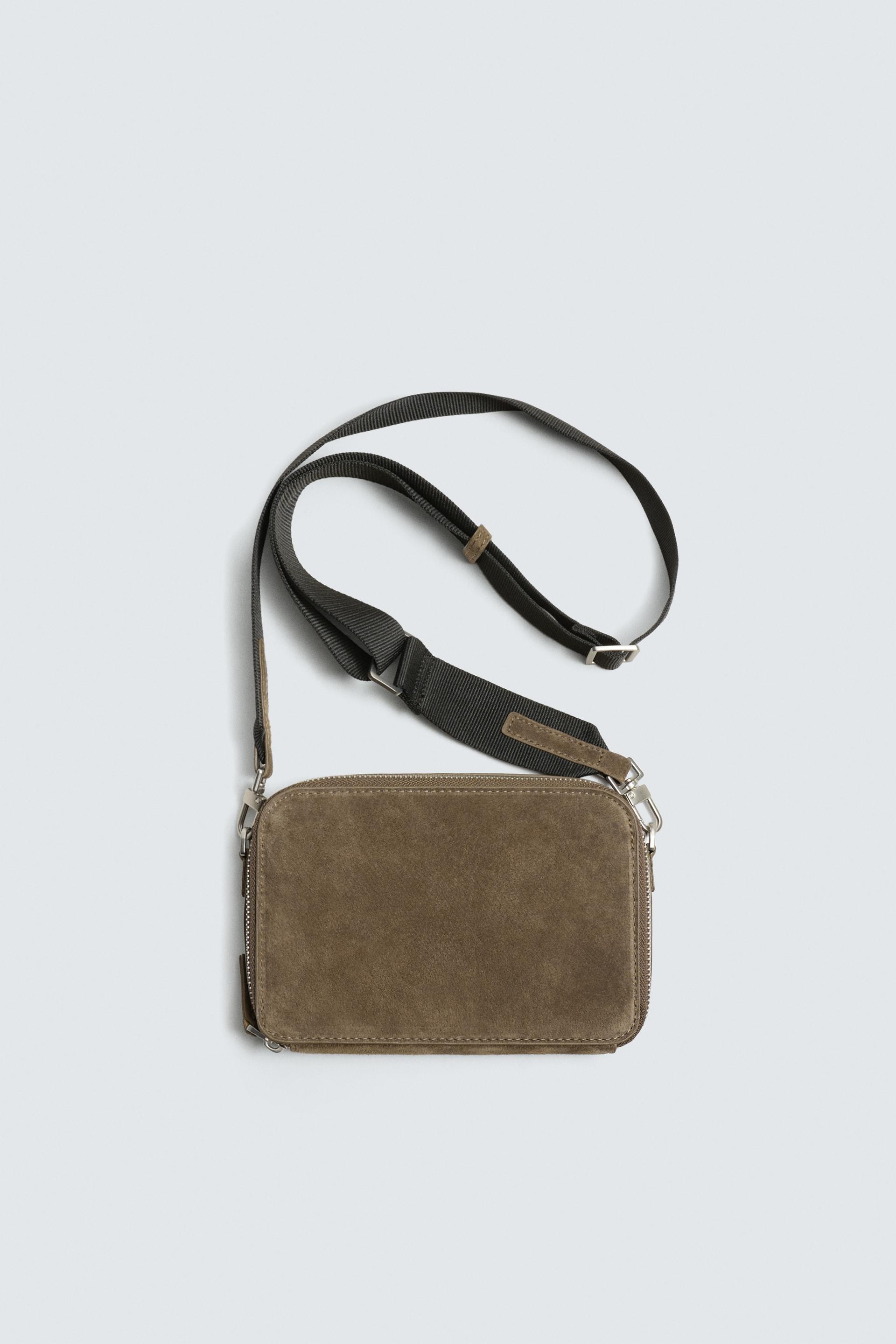 LEATHER CROSSBODY BAG by ZARA