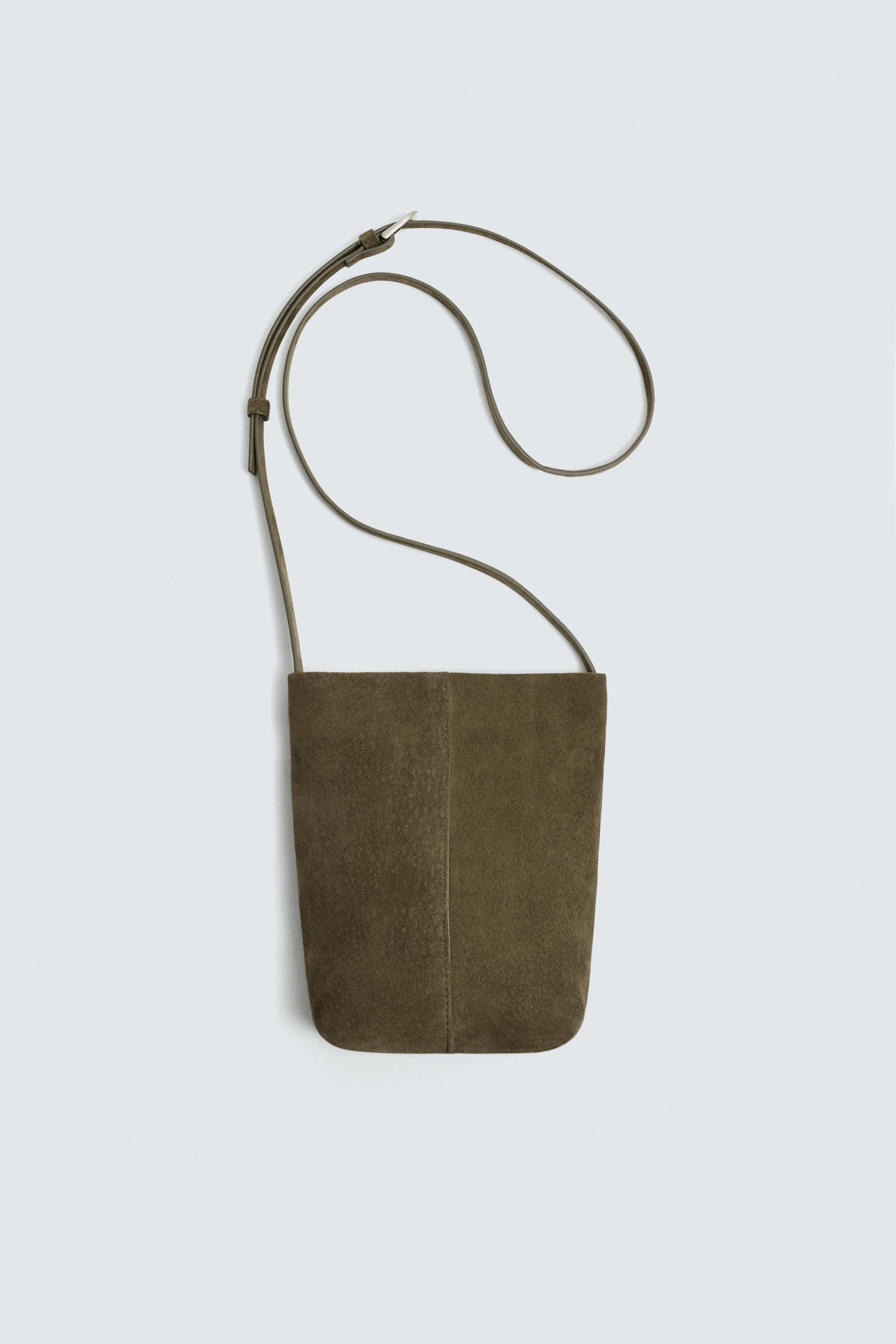 LEATHER CROSSBODY BAG by ZARA