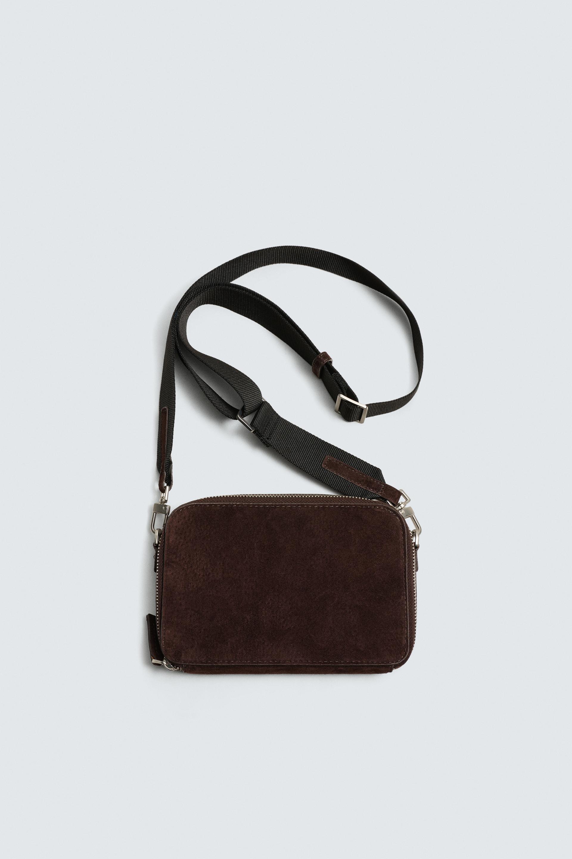 LEATHER CROSSBODY BAG by ZARA