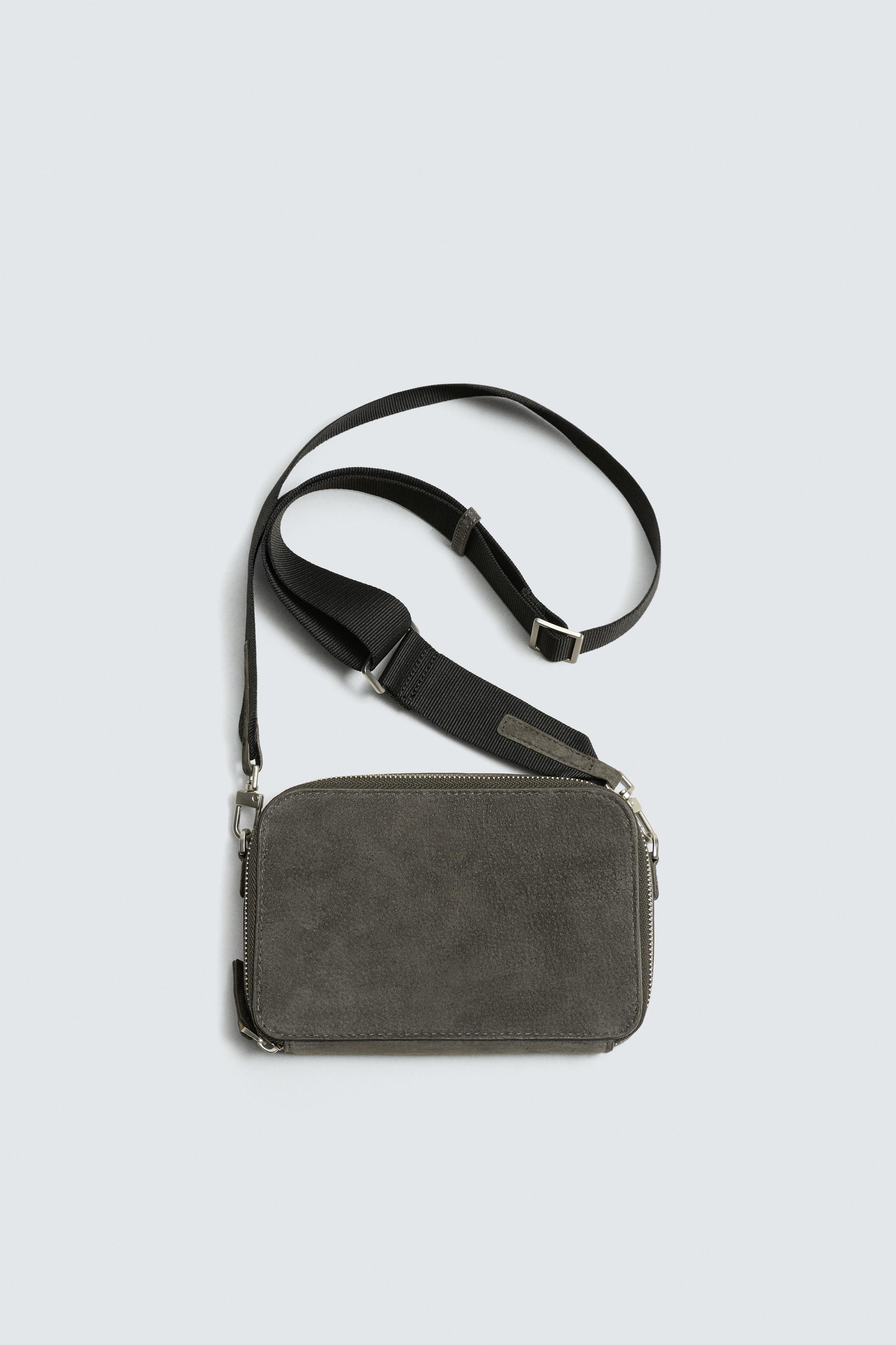 LEATHER CROSSBODY BAG by ZARA