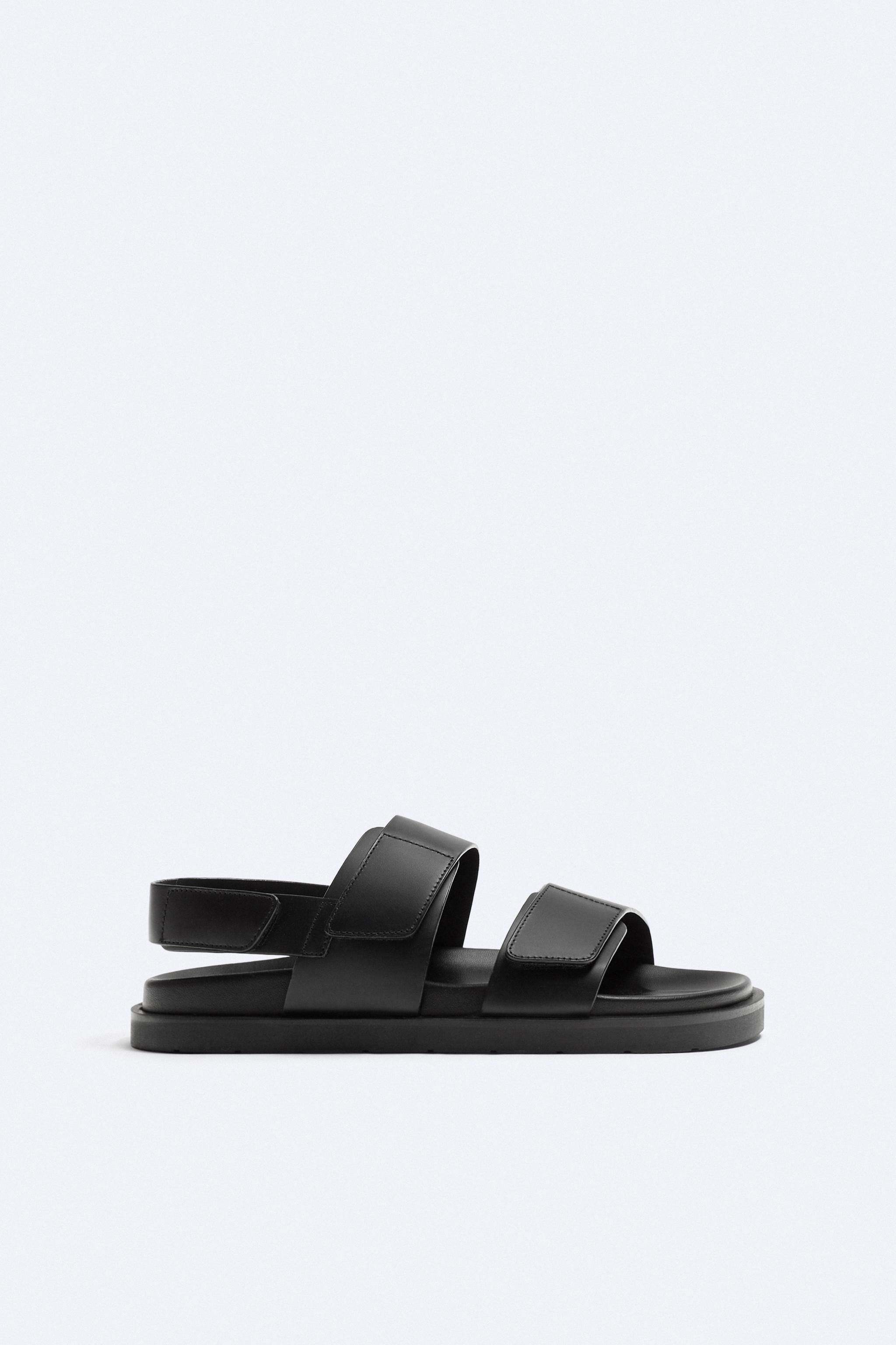 LEATHER DOUBLE STRAP SANDALS by ZARA