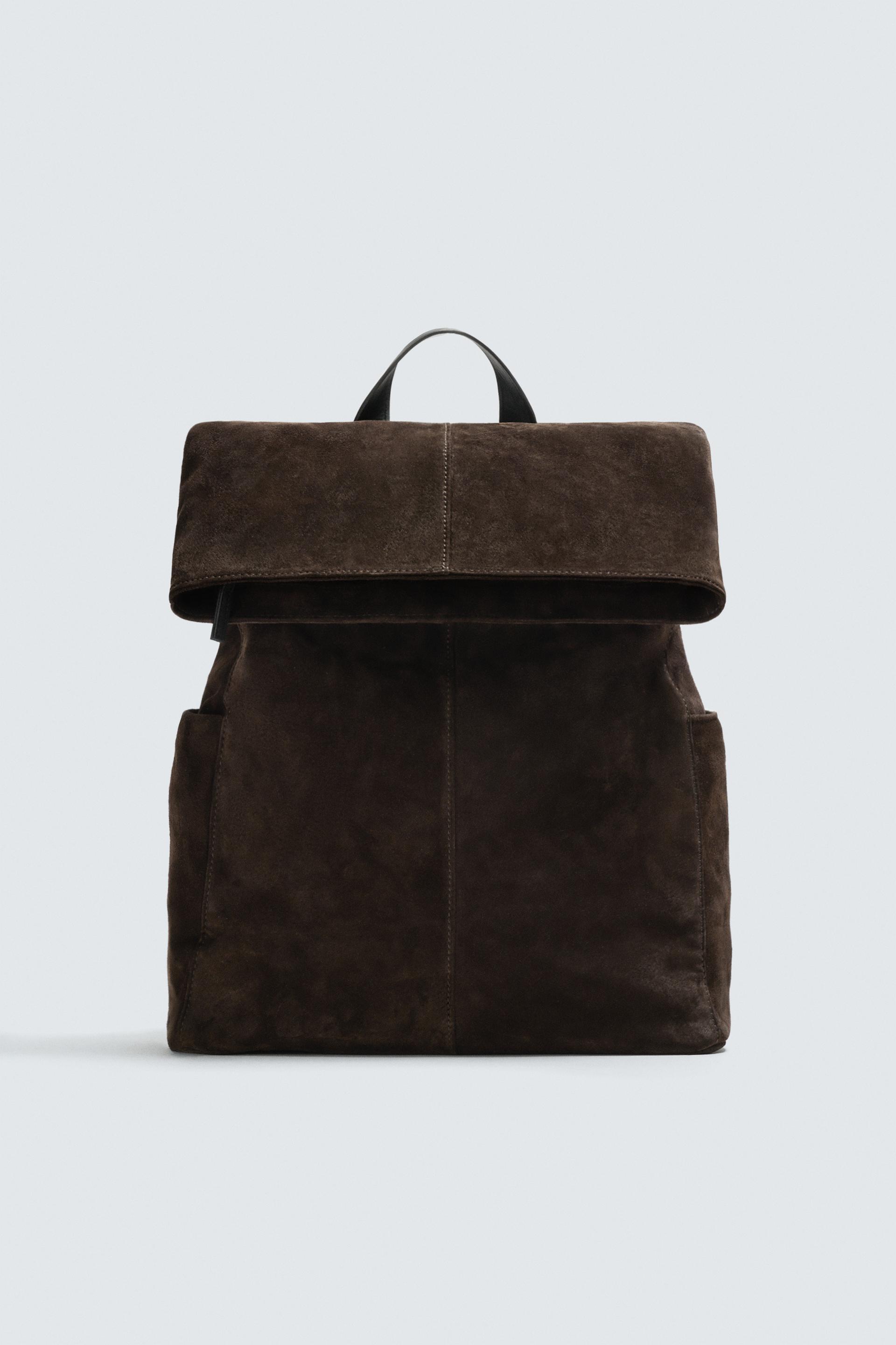 LEATHER FLAP BACKPACK by ZARA