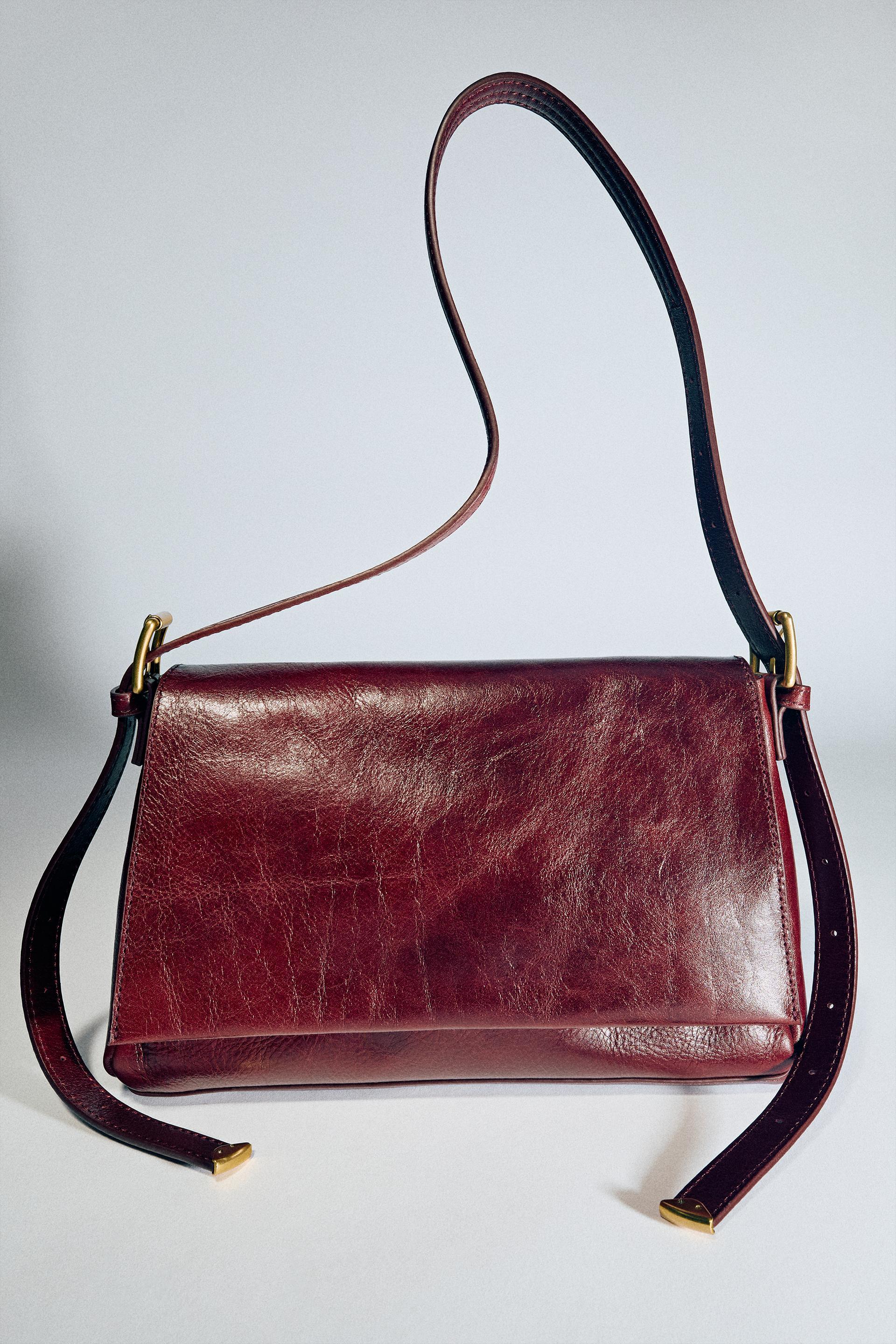 LEATHER FLAP BAG by ZARA