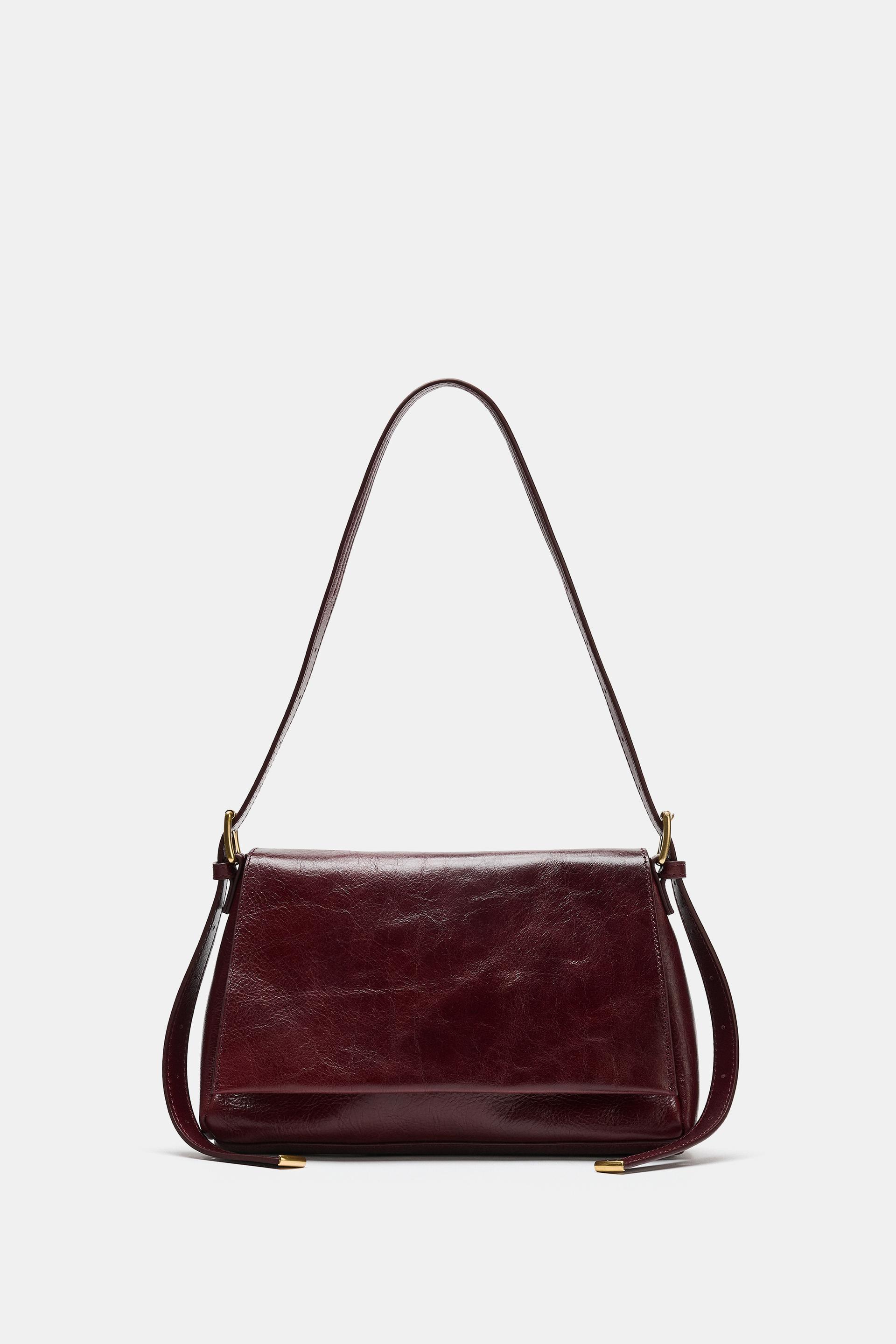 LEATHER FLAP BAG by ZARA