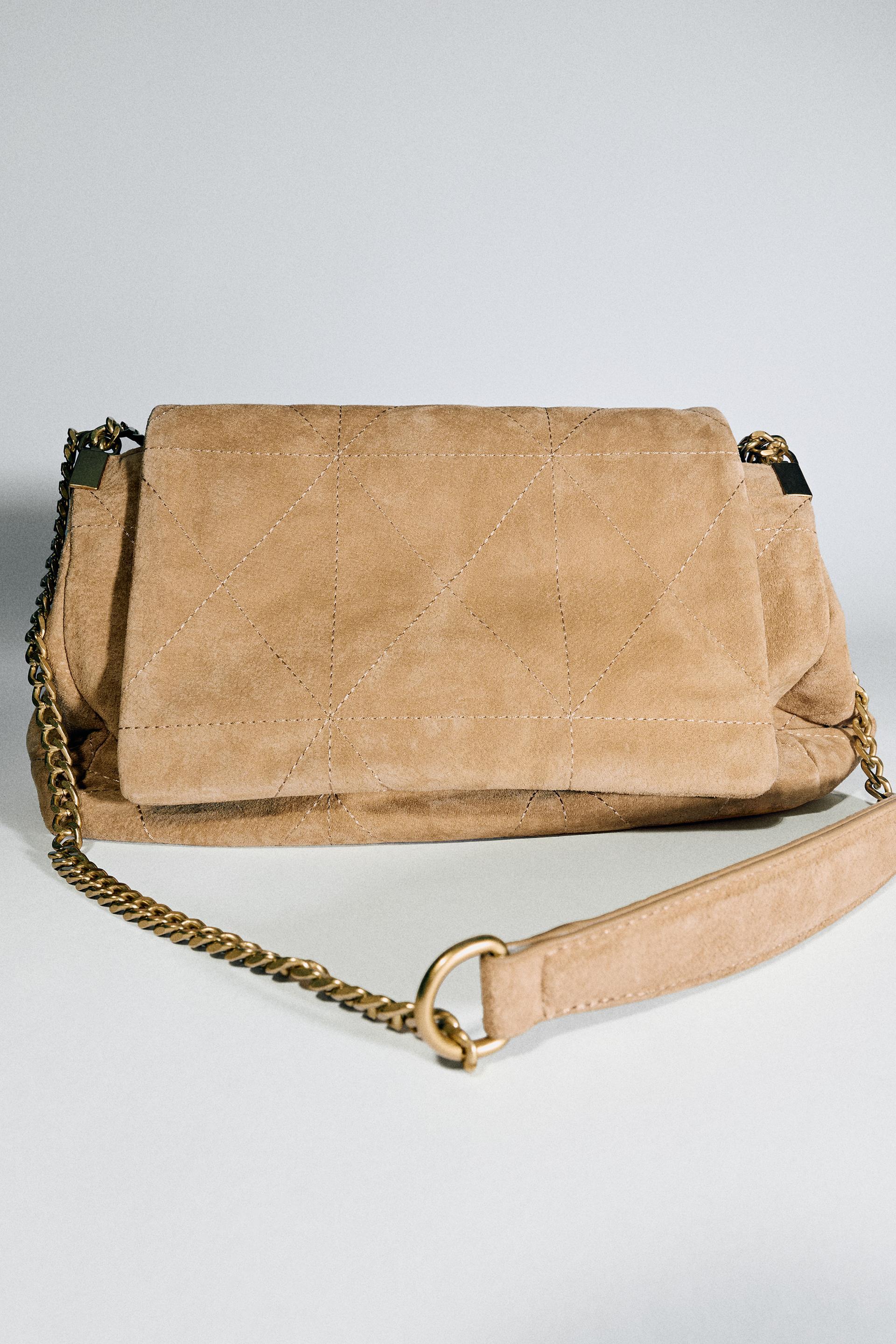 LEATHER FLAP SHOULDER BAG by ZARA