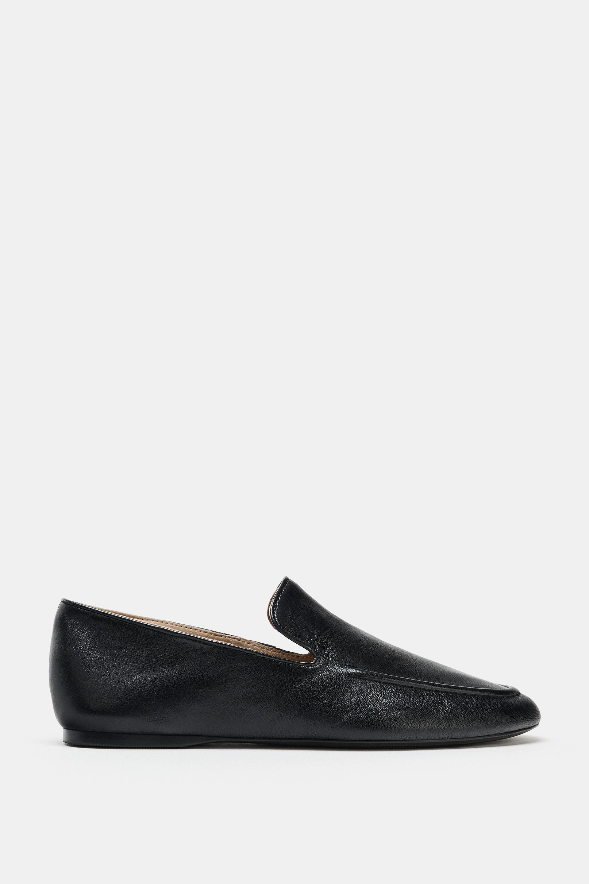 LEATHER FLAT SHOES by ZARA