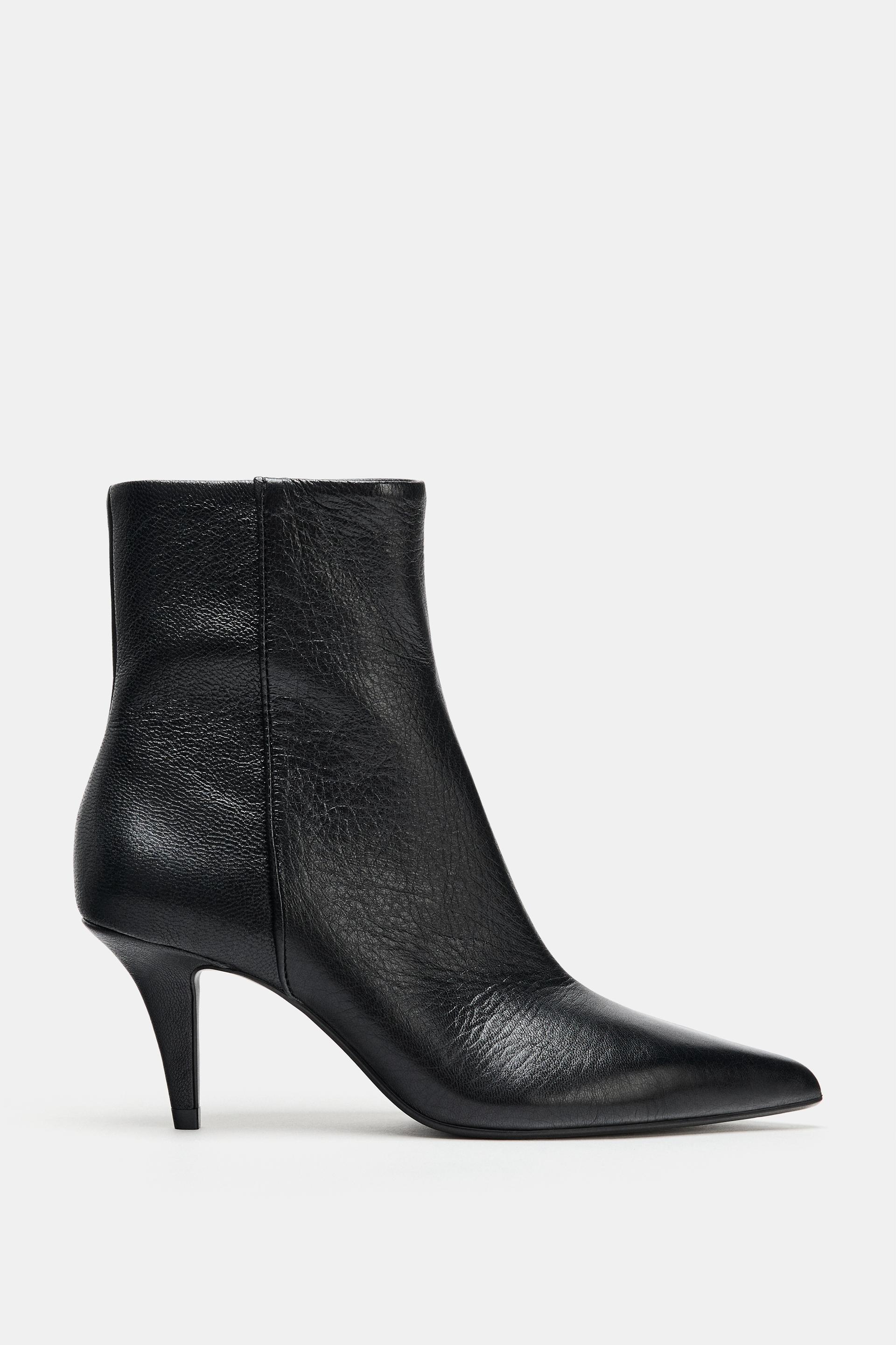 LEATHER HEELED ANKLE BOOTS by ZARA