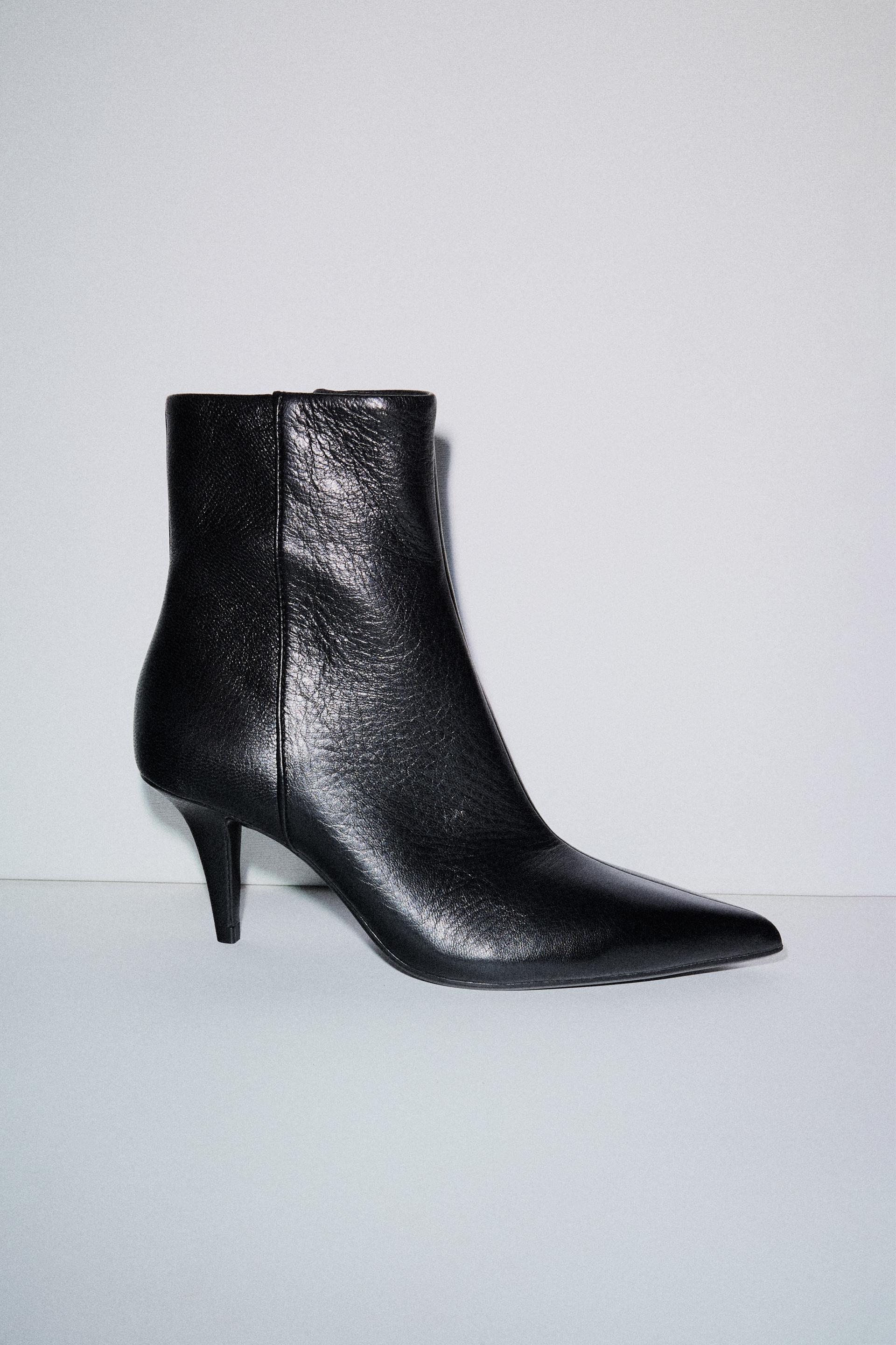 LEATHER HEELED ANKLE BOOTS by ZARA