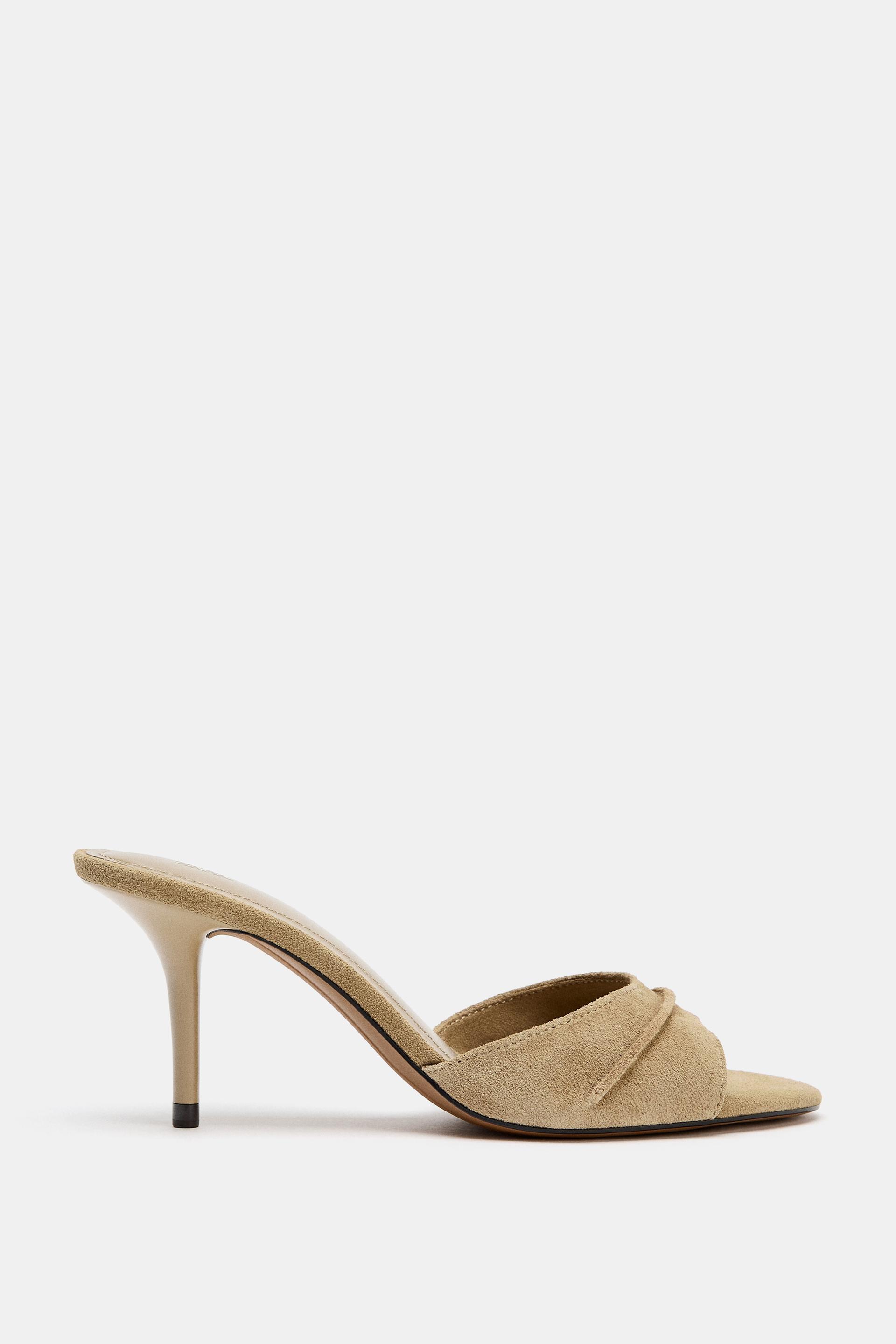 LEATHER HEELED SANDALS by ZARA