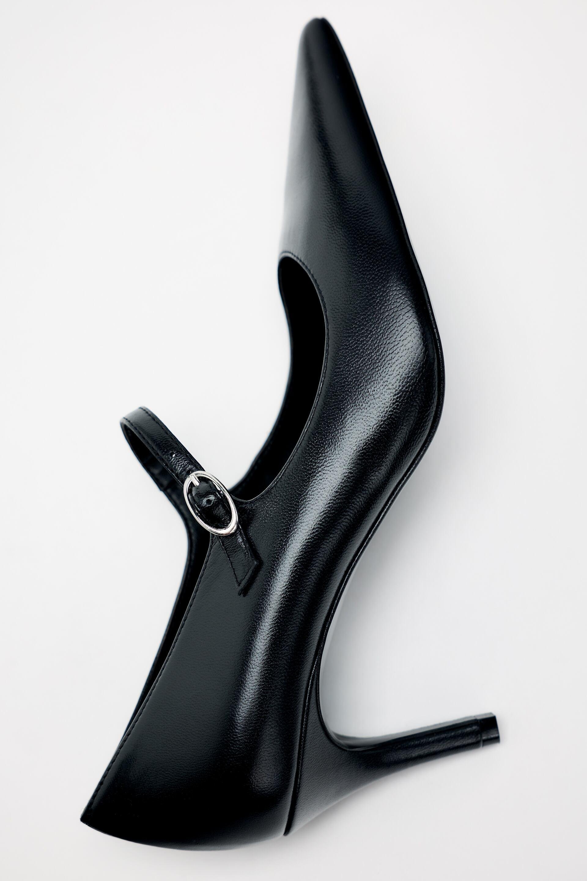 LEATHER HEELS WITH STRAP by ZARA