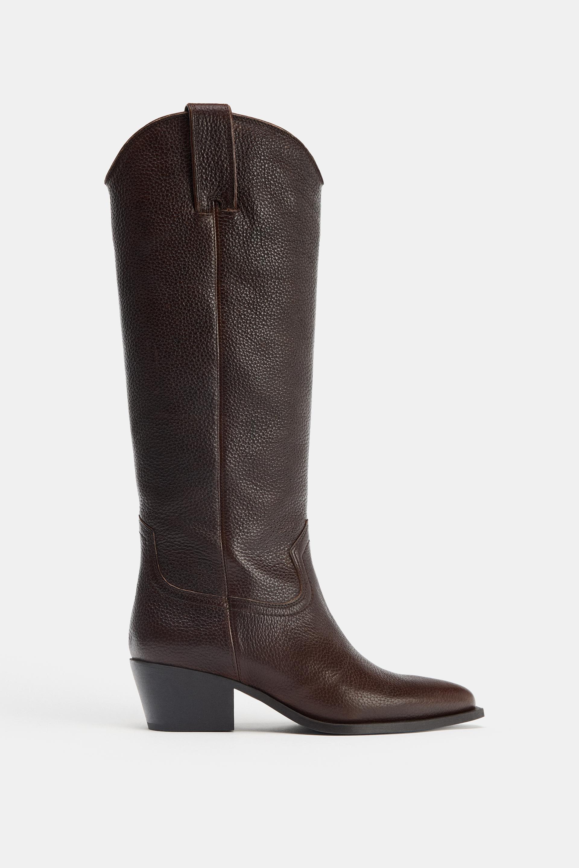 LEATHER HIGH BOOTS by ZARA