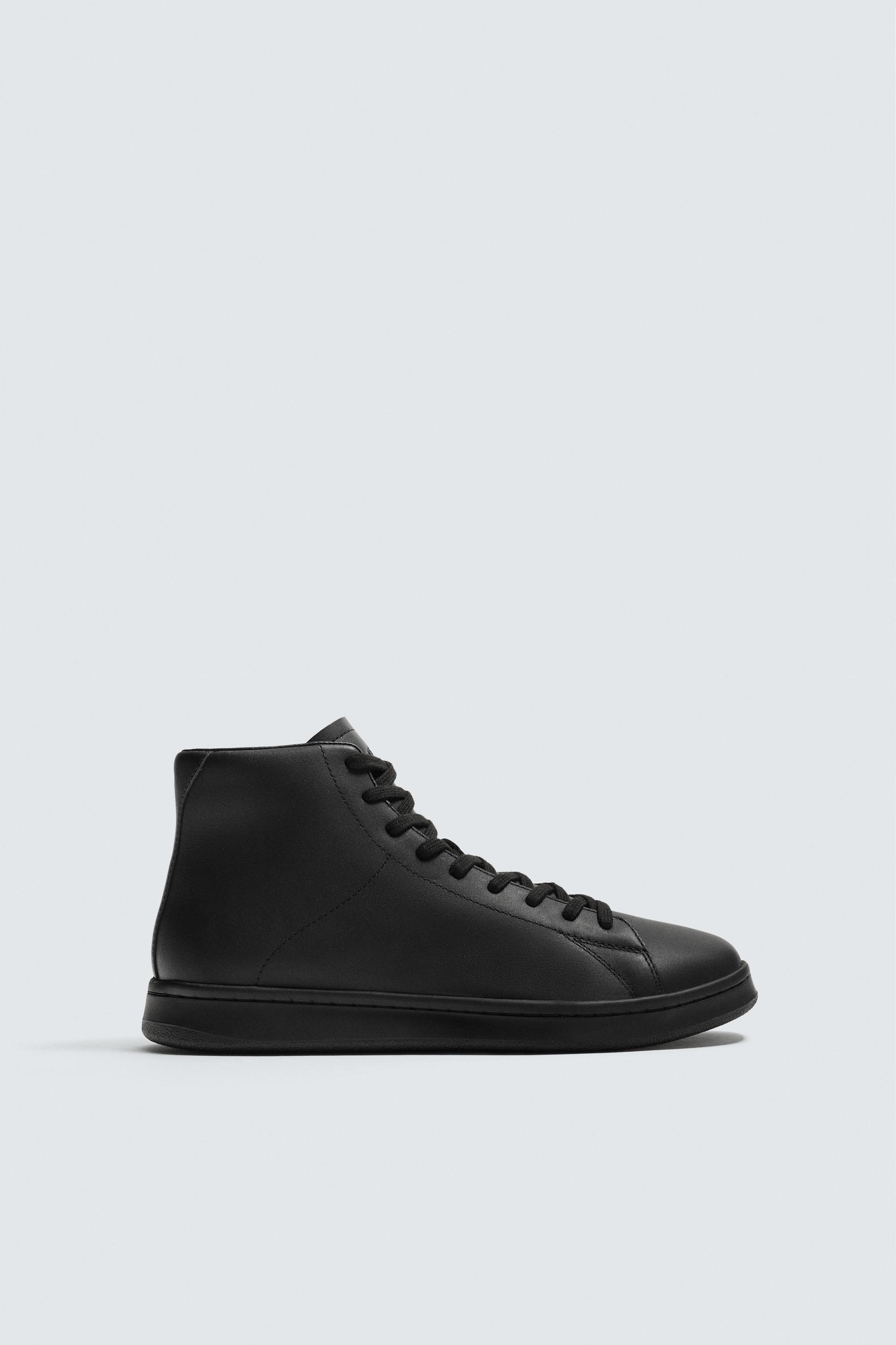 LEATHER HIGH-TOP SNEAKERS by ZARA