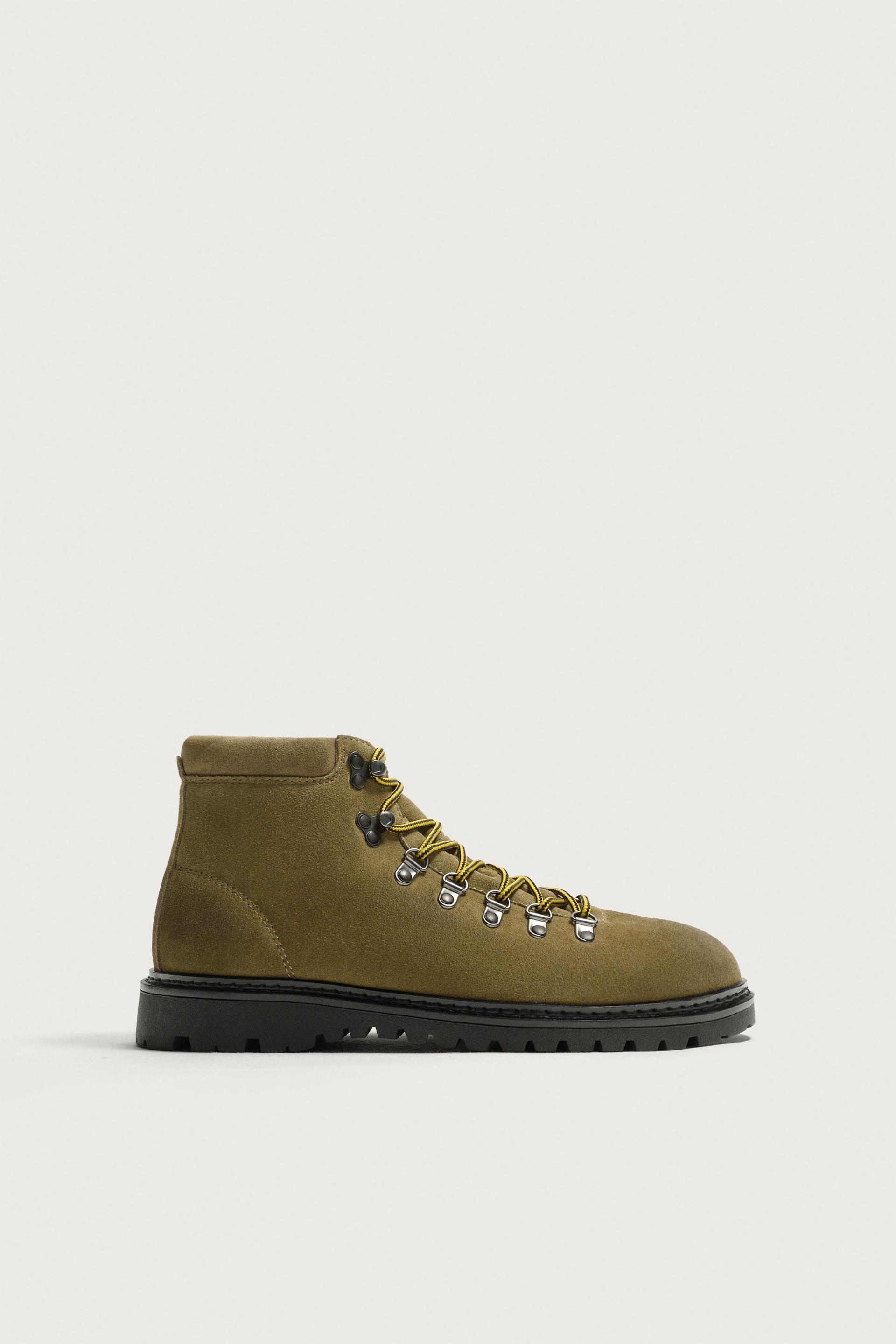 LEATHER HIKING BOOTS by ZARA