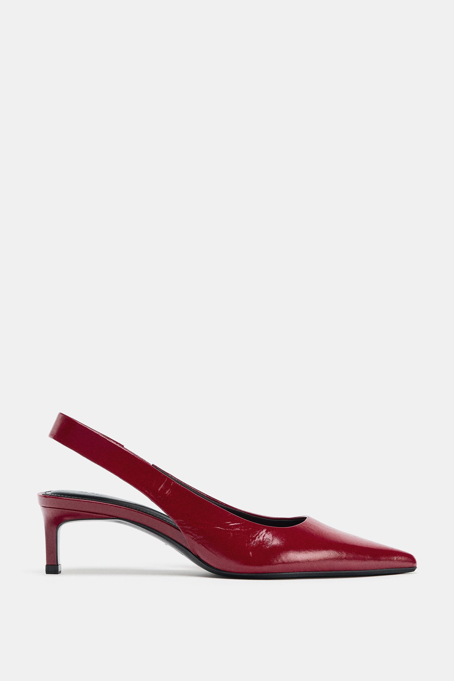 LEATHER KITTEN HEEL SHOES by ZARA