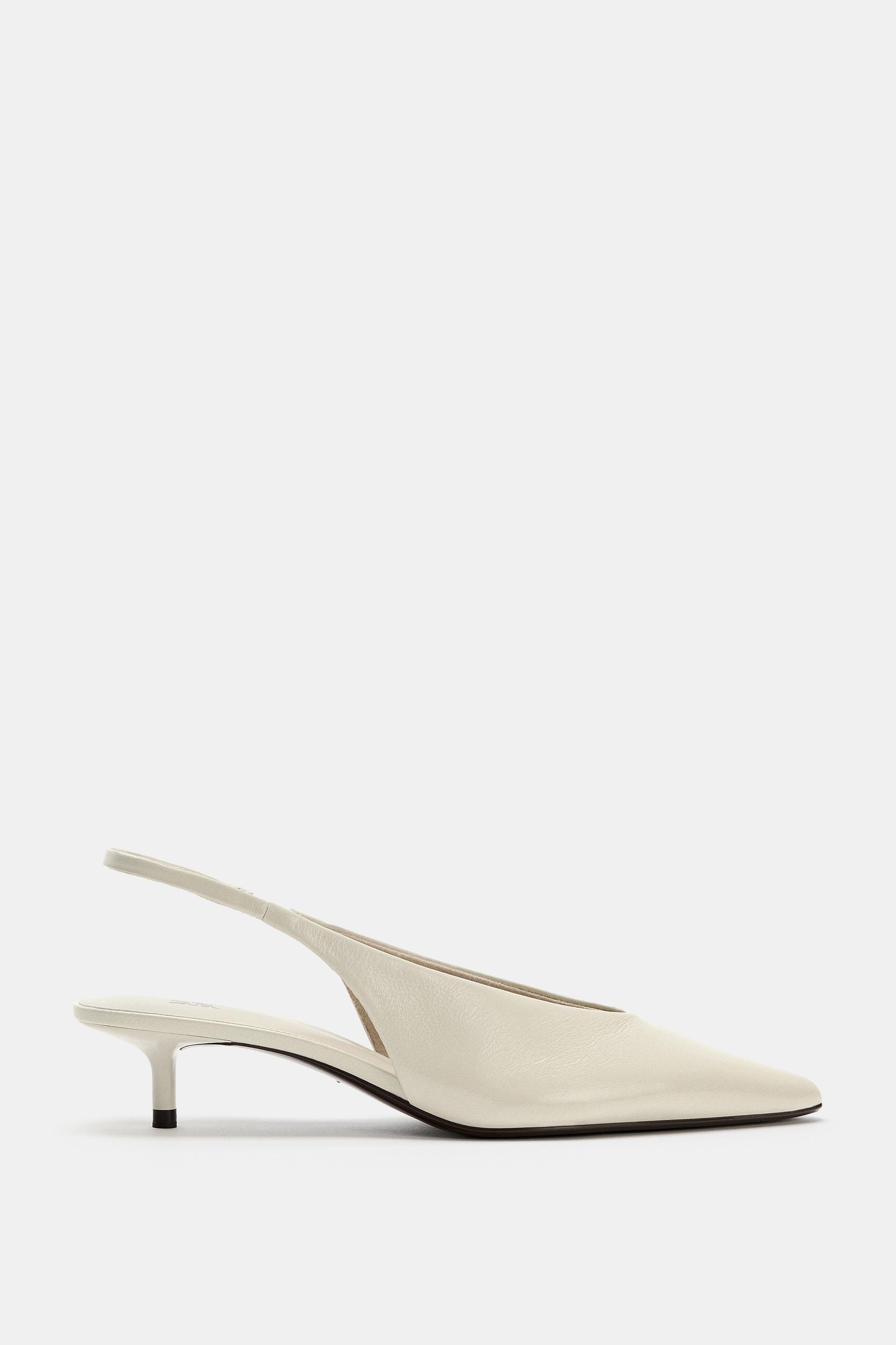 LEATHER KITTEN HEEL SHOES by ZARA
