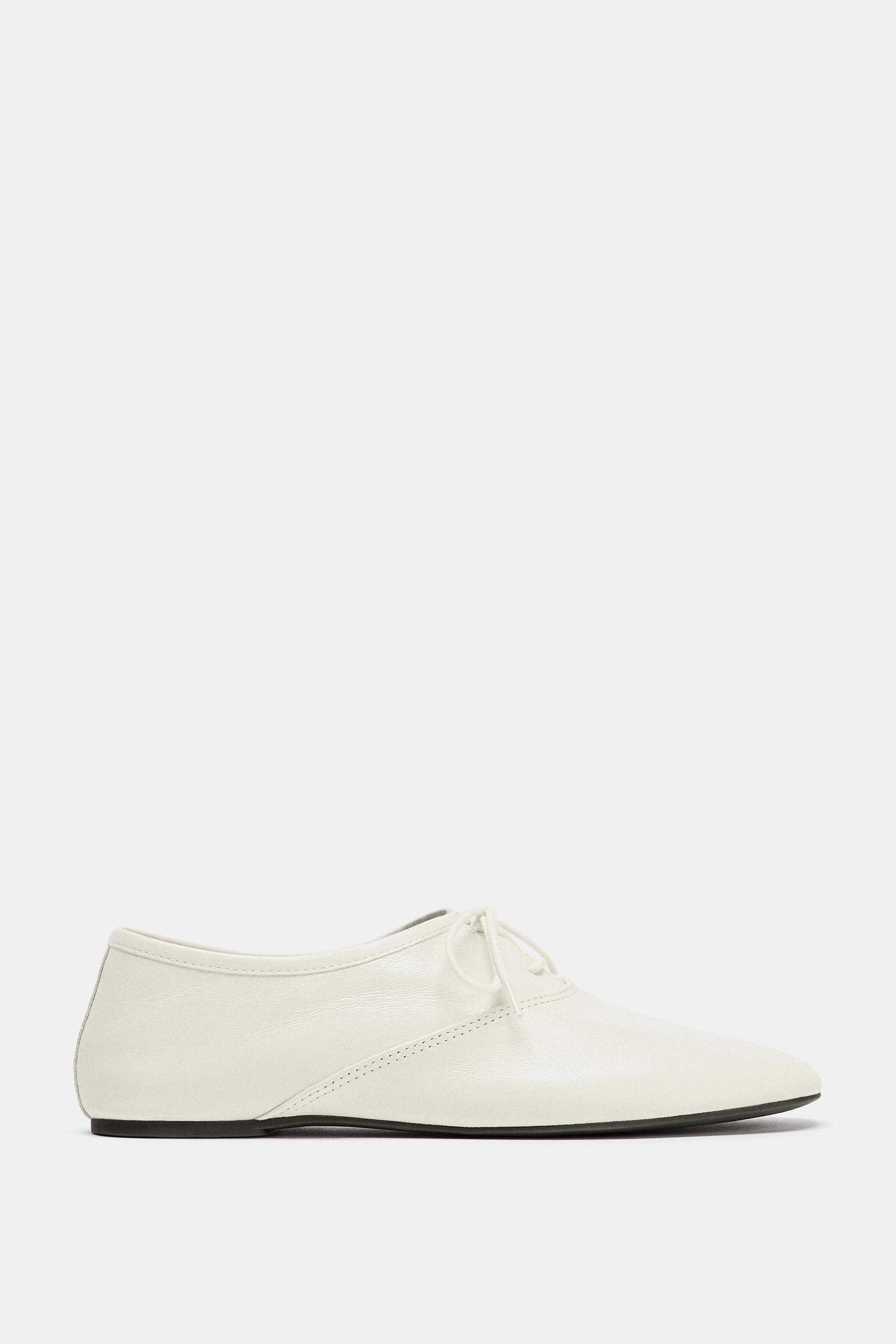 LEATHER LACE-UP LOAFERS by ZARA