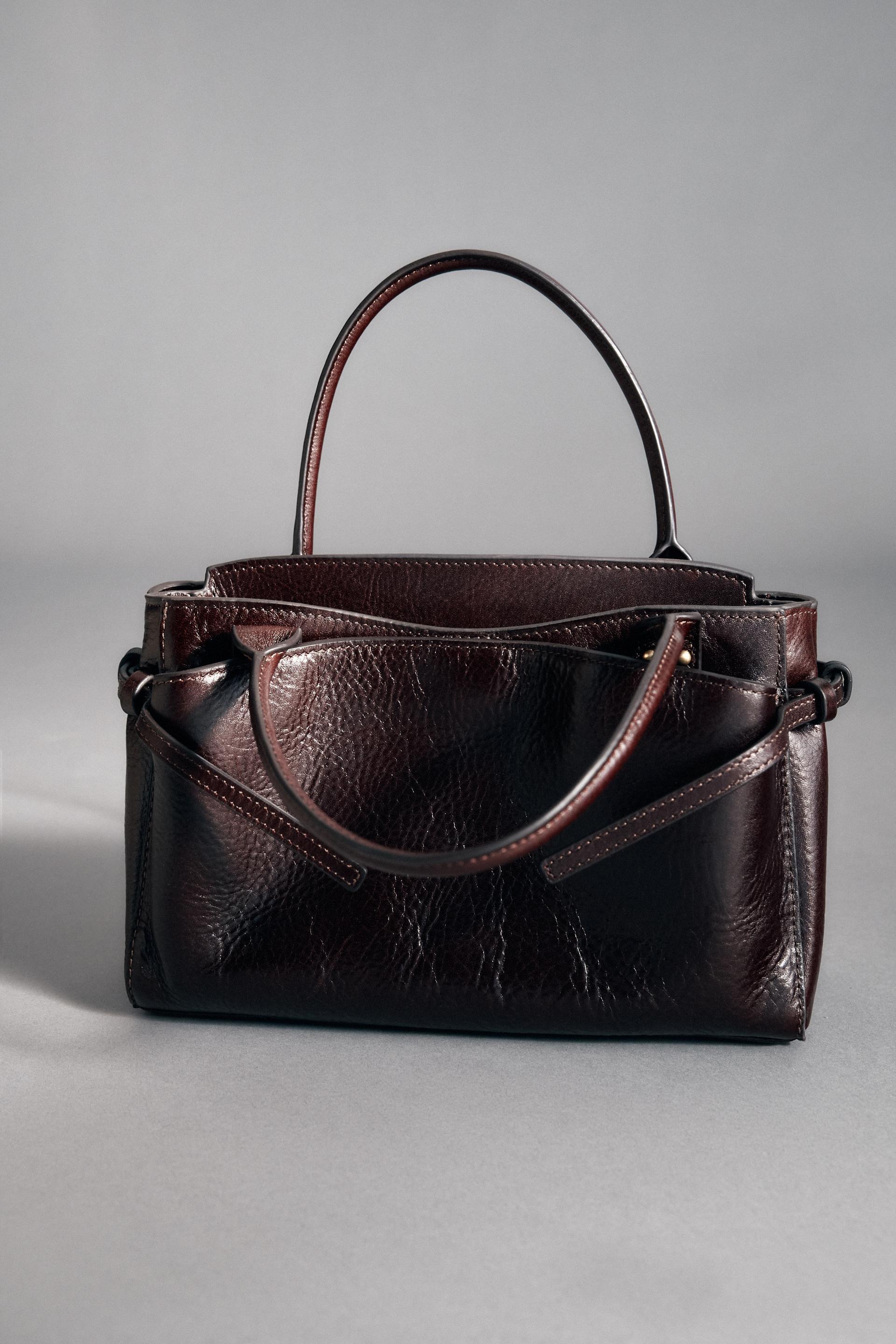 LEATHER MINI CITY BAG by ZARA