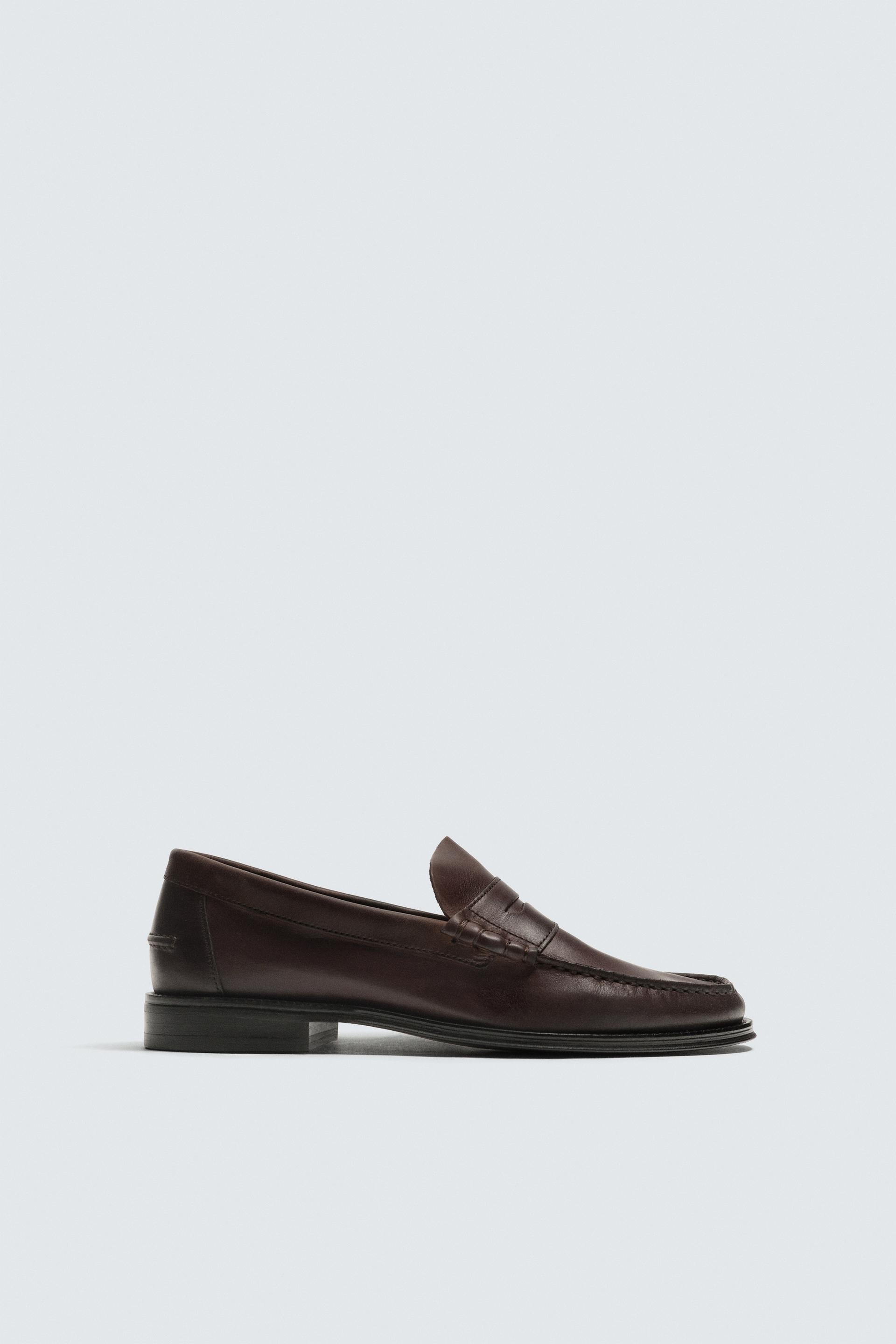 LEATHER PENNY LOAFERS by ZARA