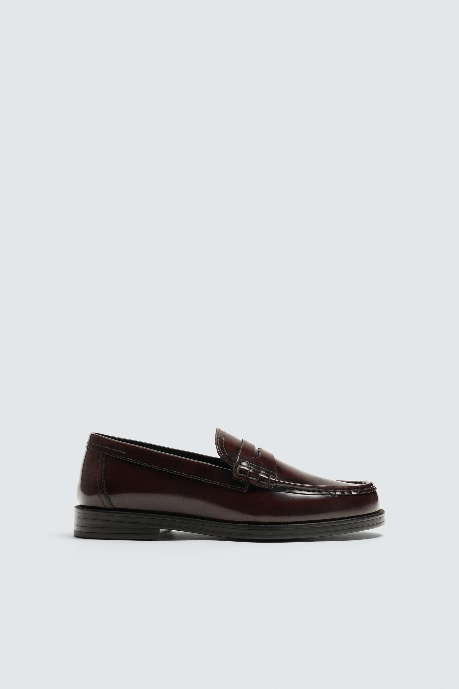 LEATHER PENNY LOAFERS by ZARA