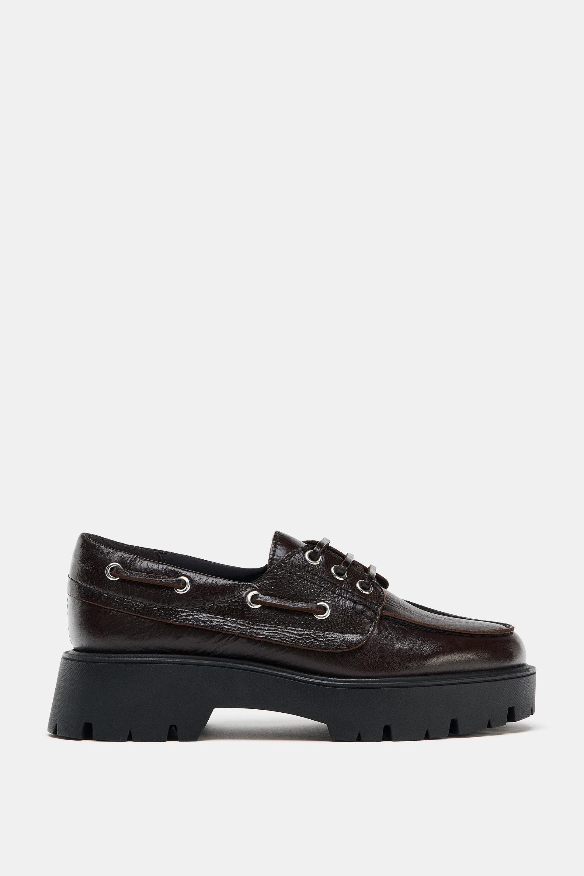 LEATHER PLATFORM LOAFERS by ZARA