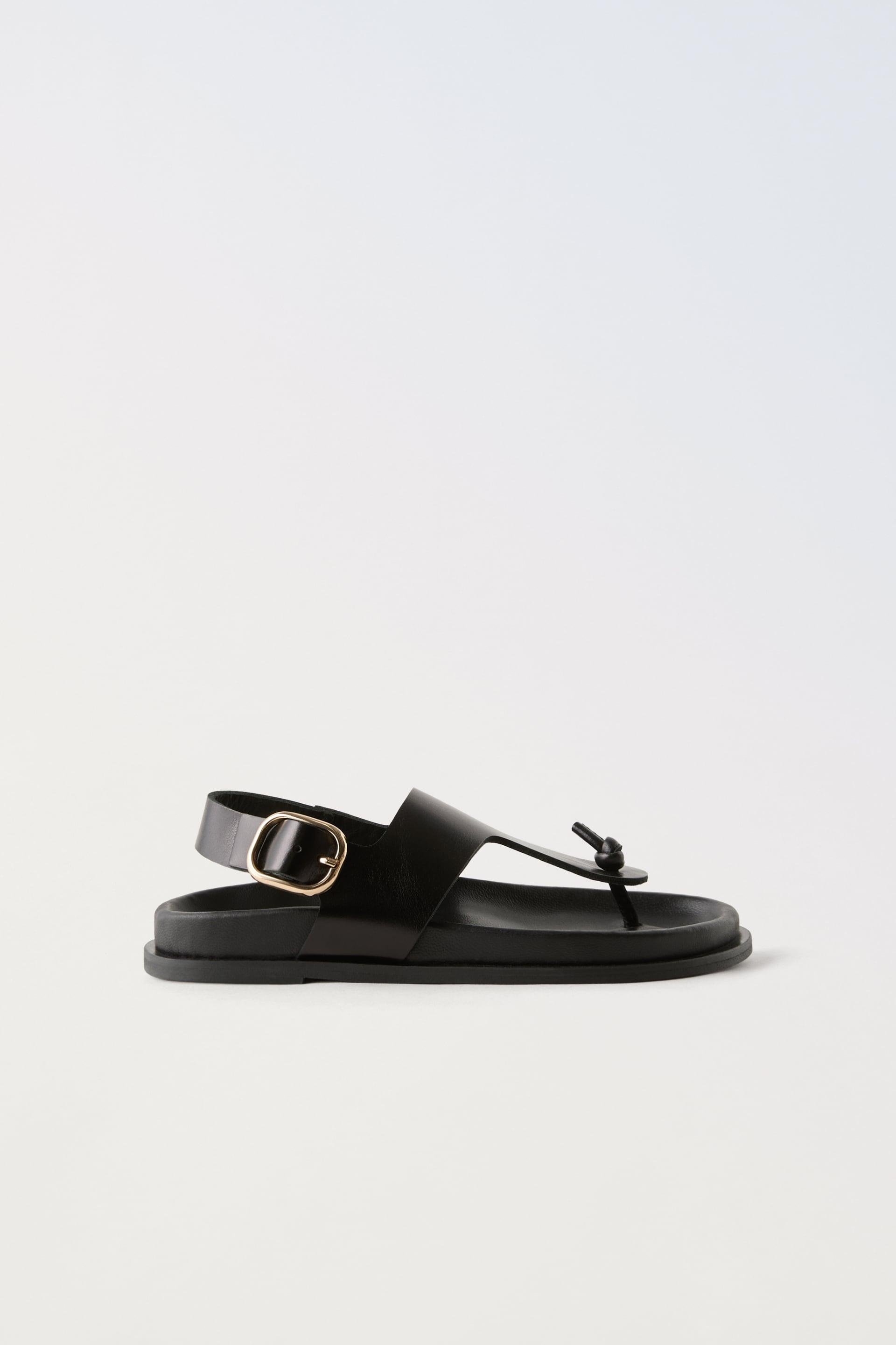 LEATHER SANDALS WITH BUCKLE by ZARA