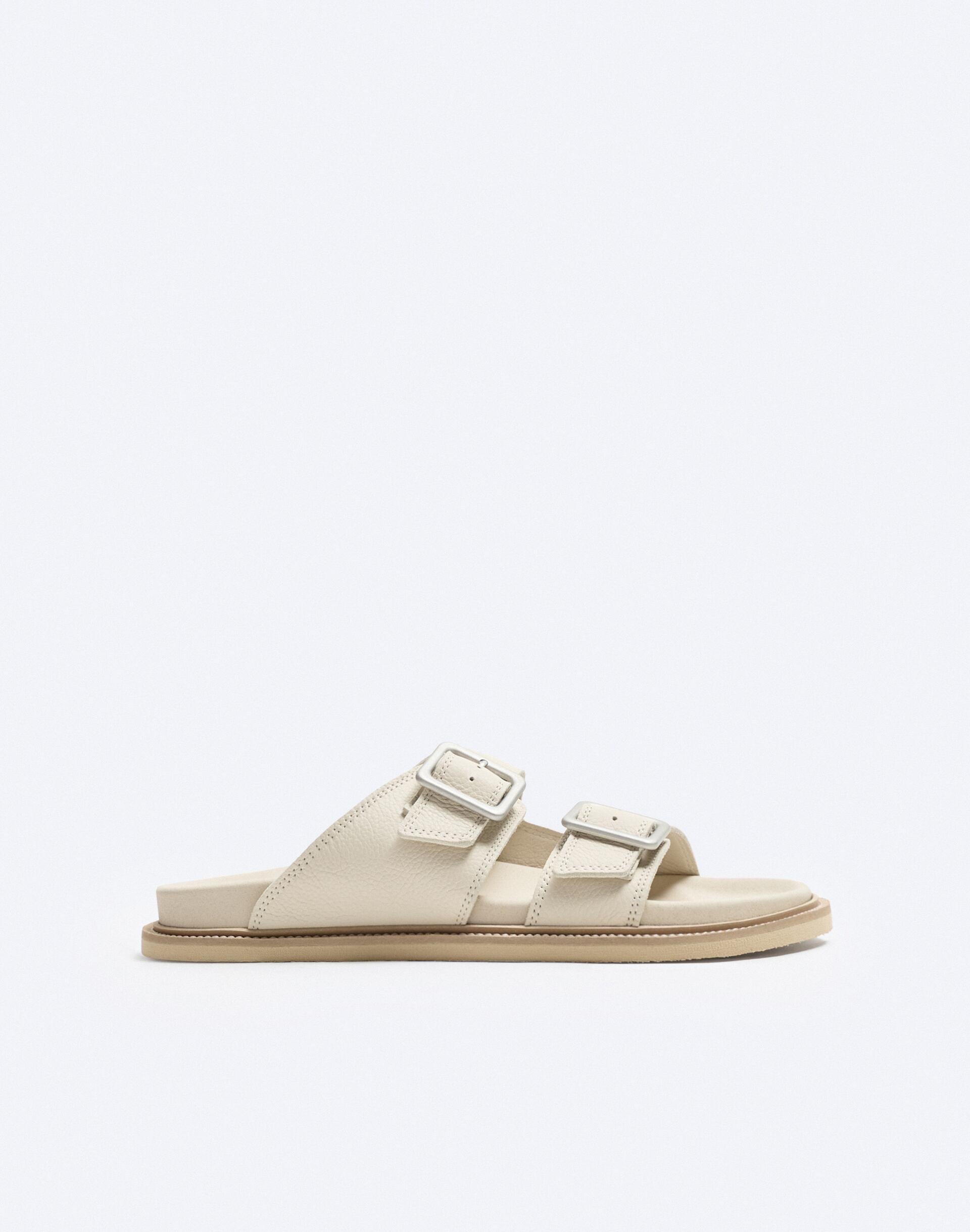 LEATHER SANDALS WITH BUCKLES by ZARA