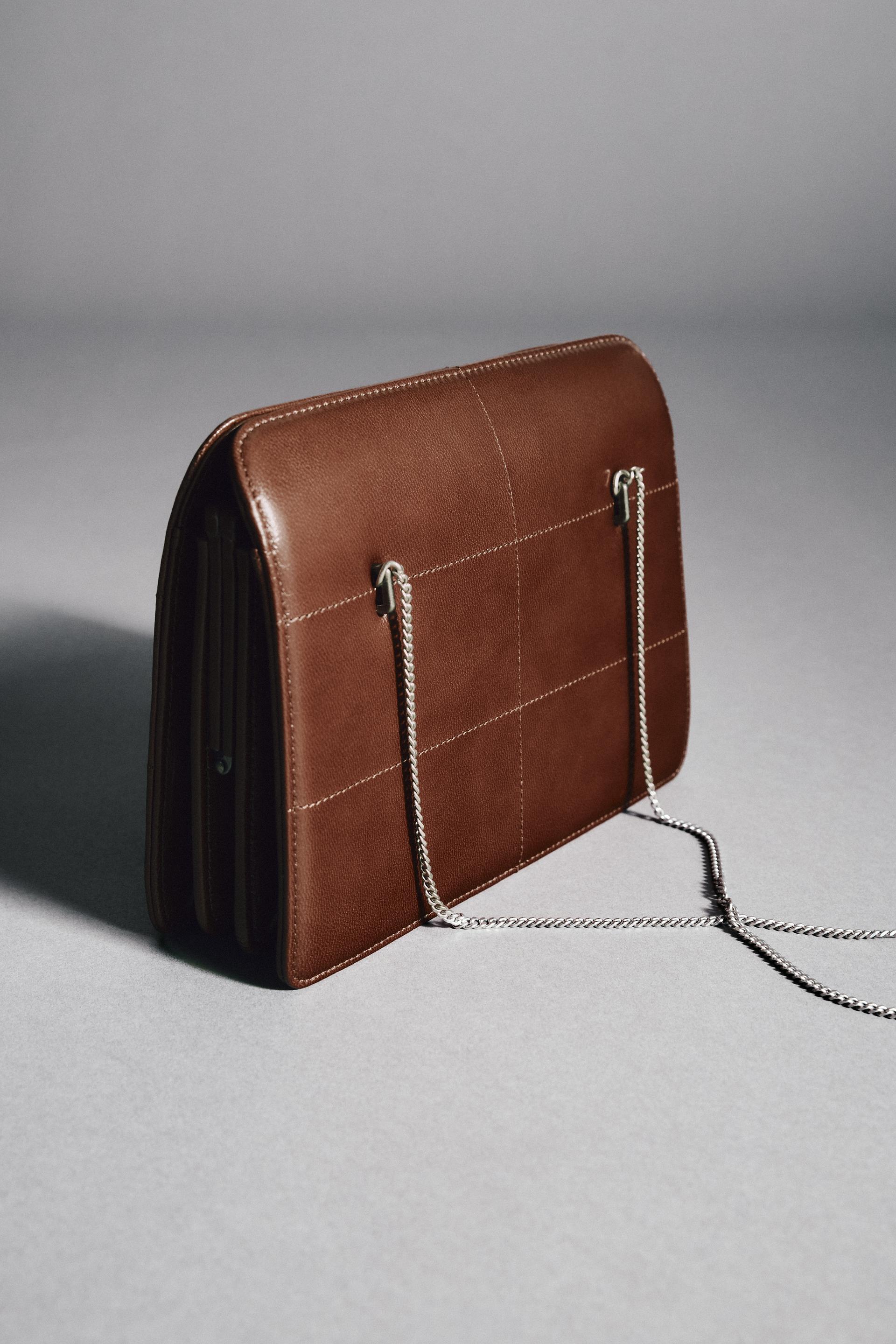 LEATHER SHOULDER BAG by ZARA