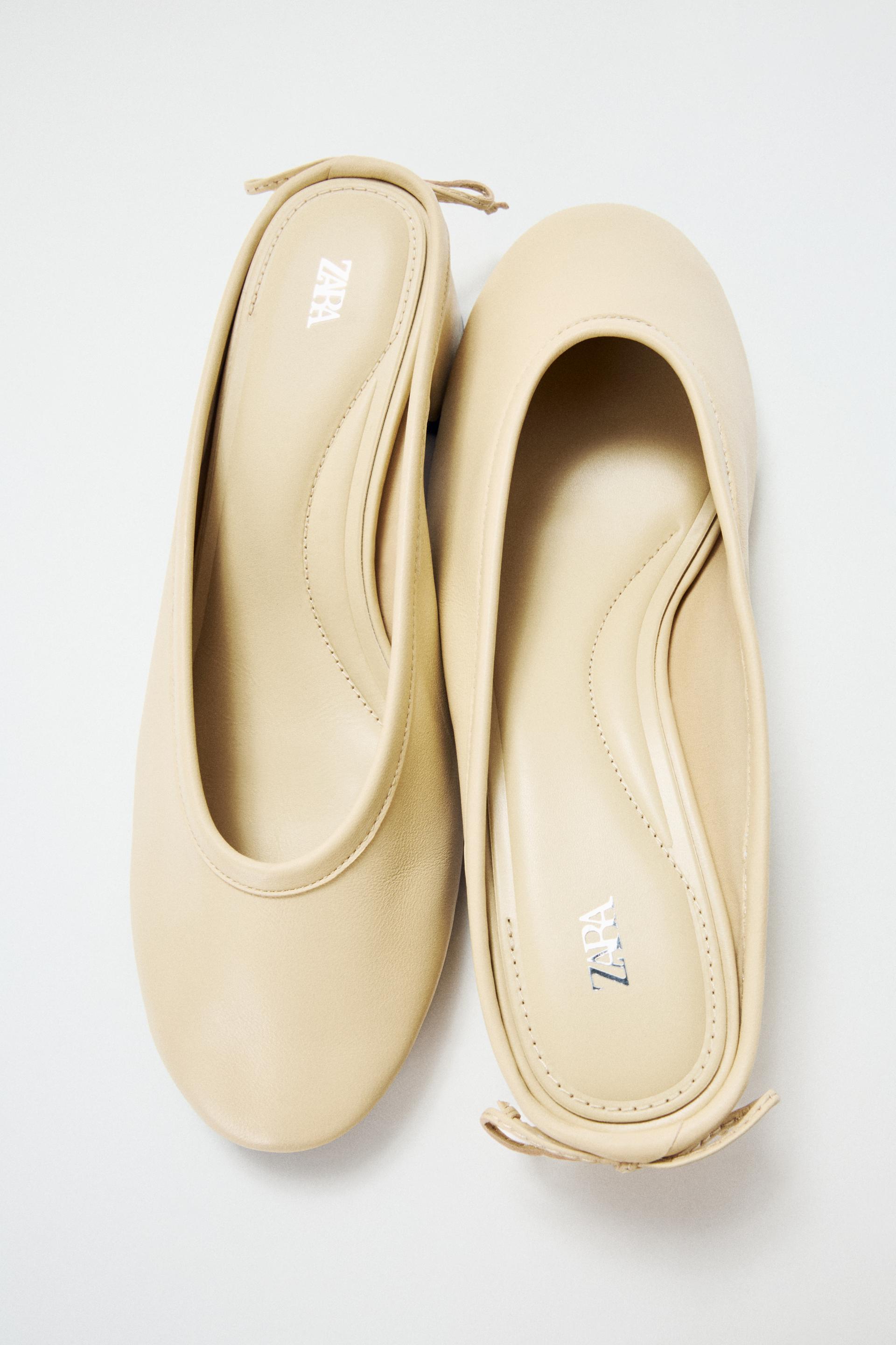 LEATHER SLINGBACK BALLET FLATS by ZARA
