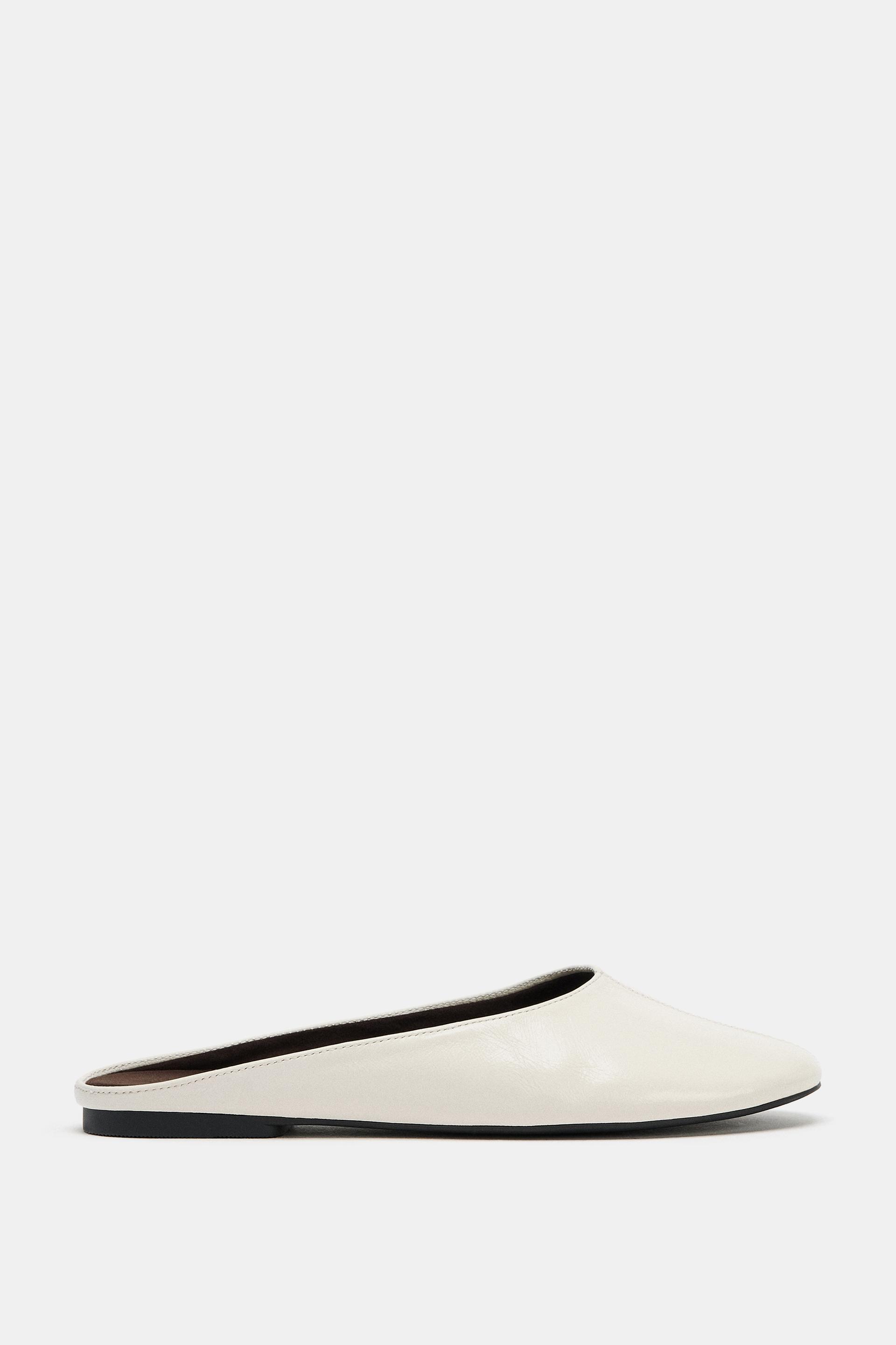 LEATHER SLINGBACK FLATS by ZARA