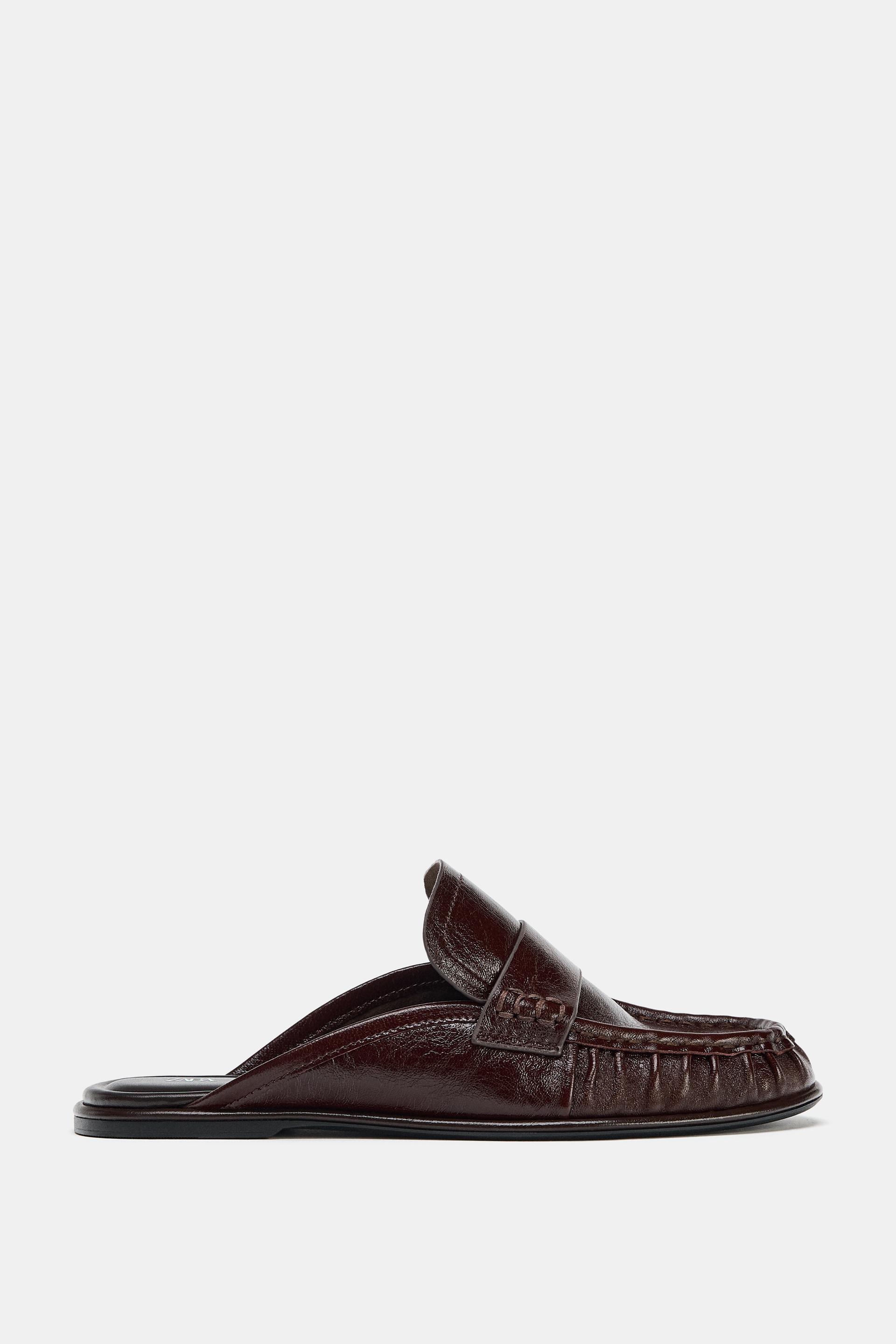 LEATHER SLINGBACK LOAFERS by ZARA