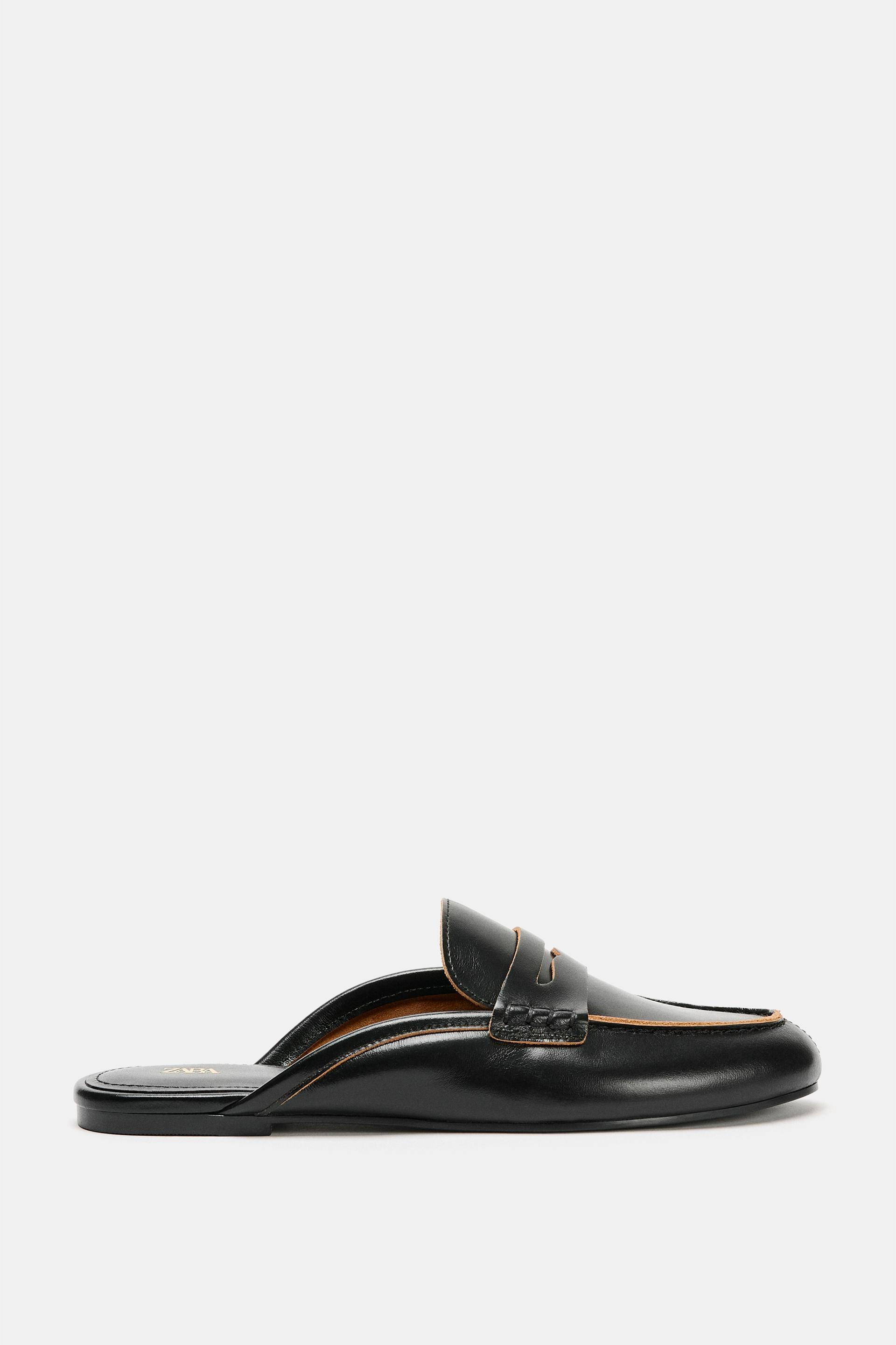 LEATHER SLINGBACK LOAFERS by ZARA