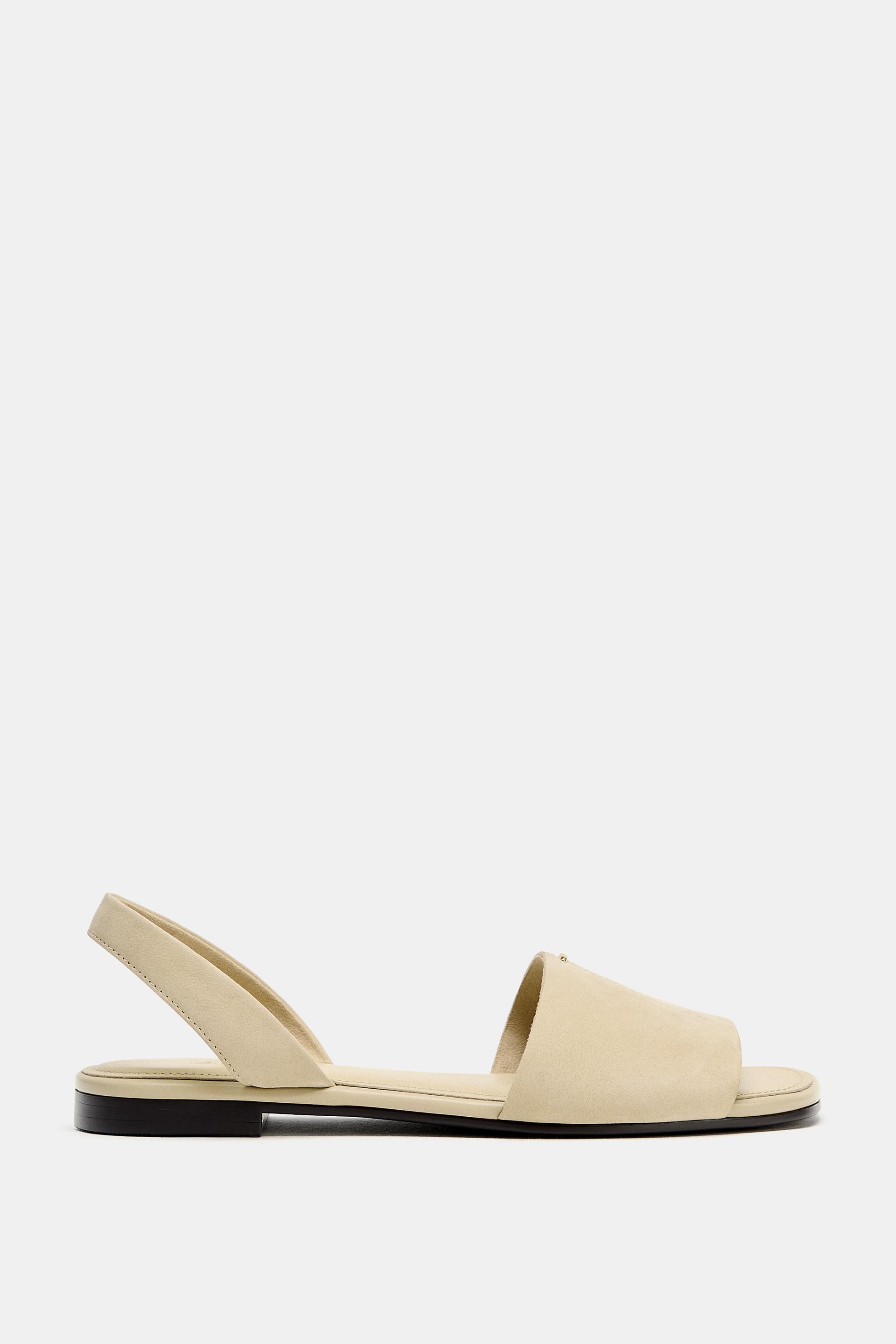 LEATHER STRAP FLAT SANDALS by ZARA