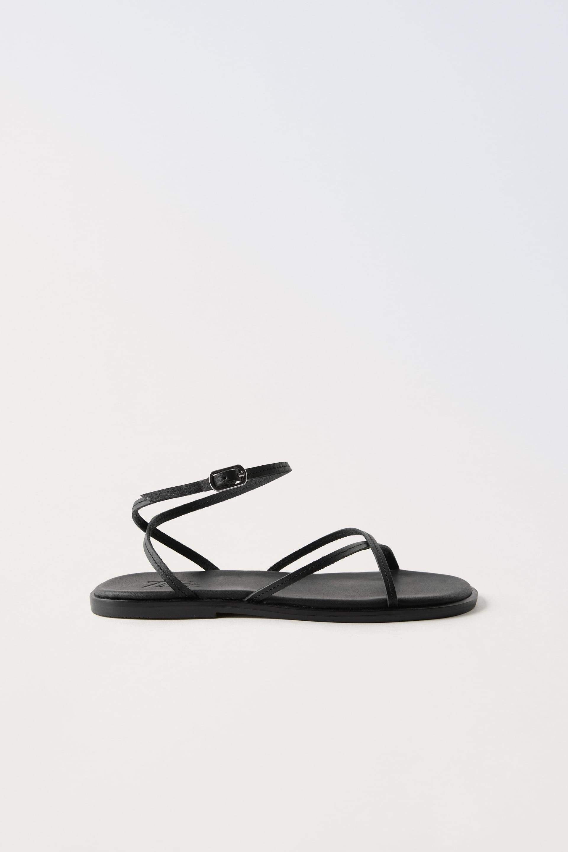 LEATHER STRAPPY SANDALS by ZARA