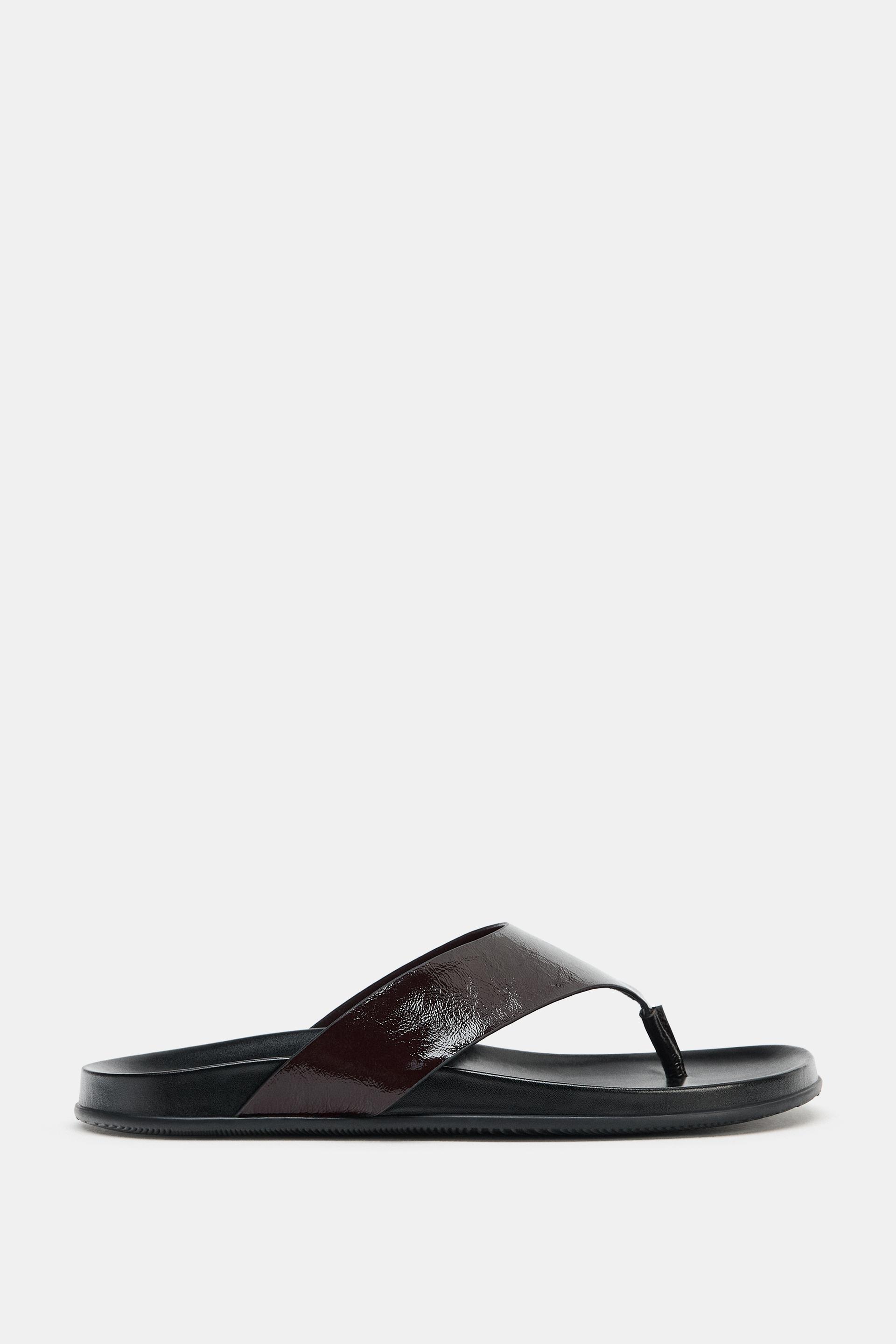 LEATHER STRAPPY SANDALS by ZARA