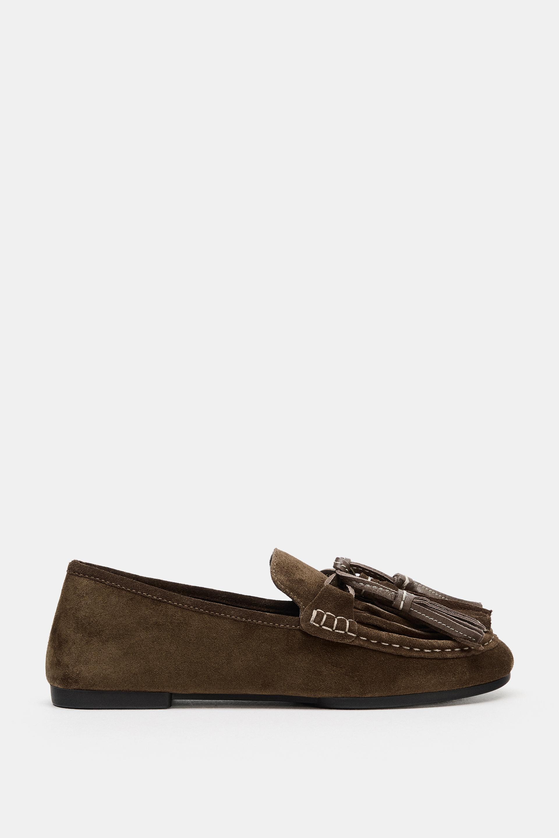 LEATHER TASSEL LOAFERS by ZARA