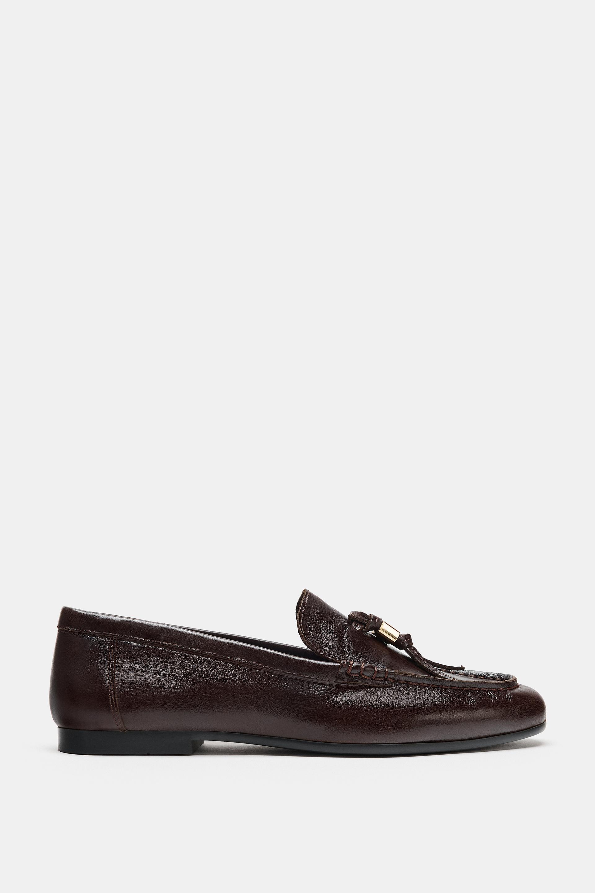LEATHER TASSEL LOAFERS by ZARA