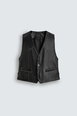 LEATHER VEST WITH CONTRAST STITCHING by ZARA